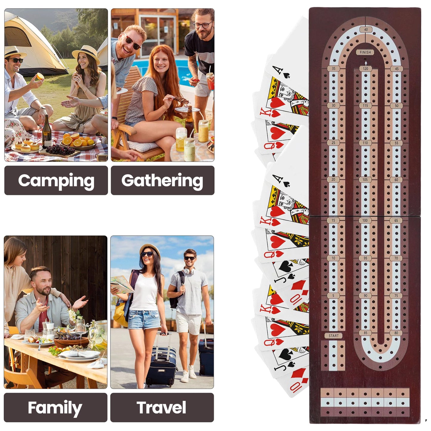 Aigomc Cribbage Board Game Set – 3-Track Foldable Travel Board with Magnetic Lock & Built-in Storage