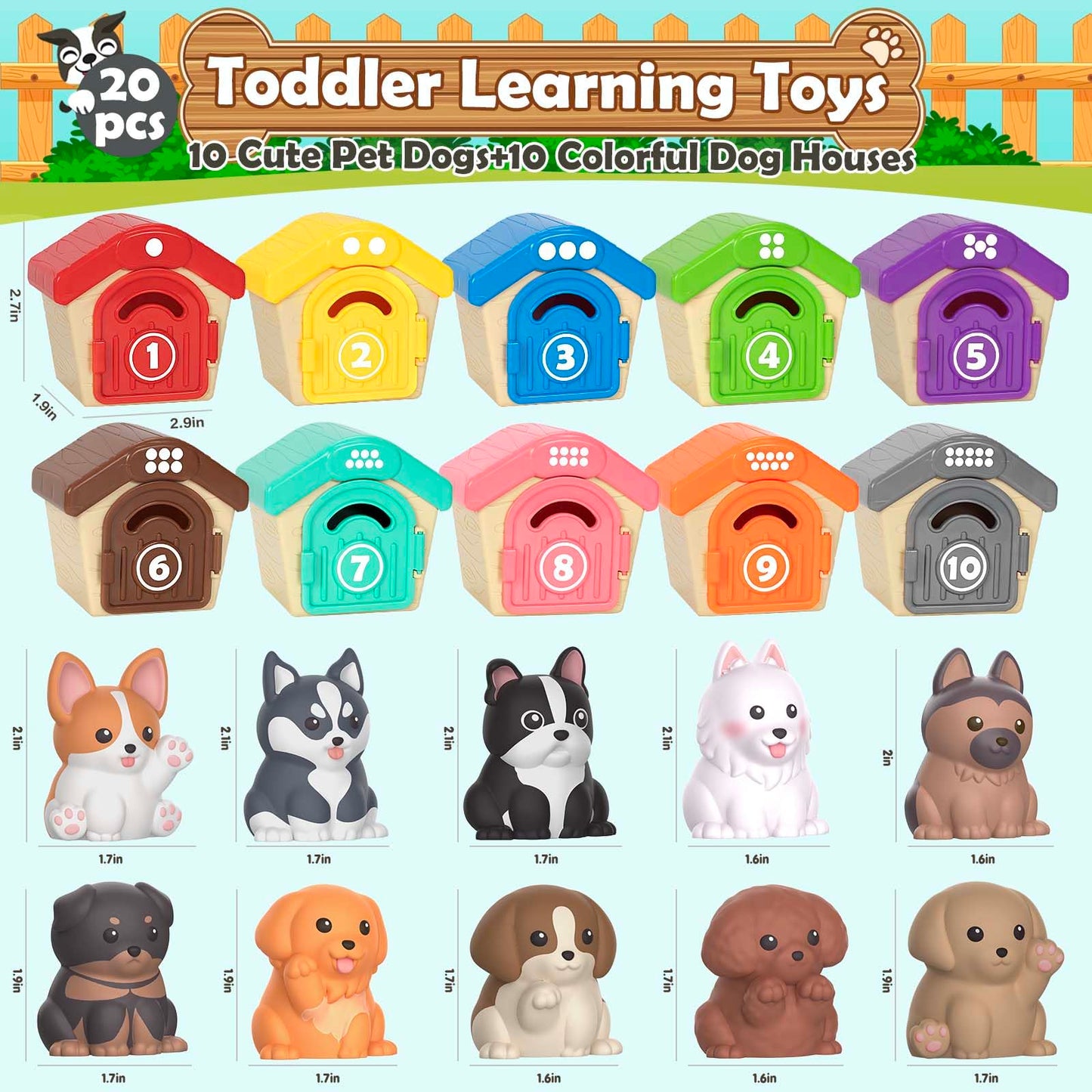 Aigybobo 20-Piece Puppy Learning Toy Set – Counting & Sorting for Toddlers (12-18 Months)