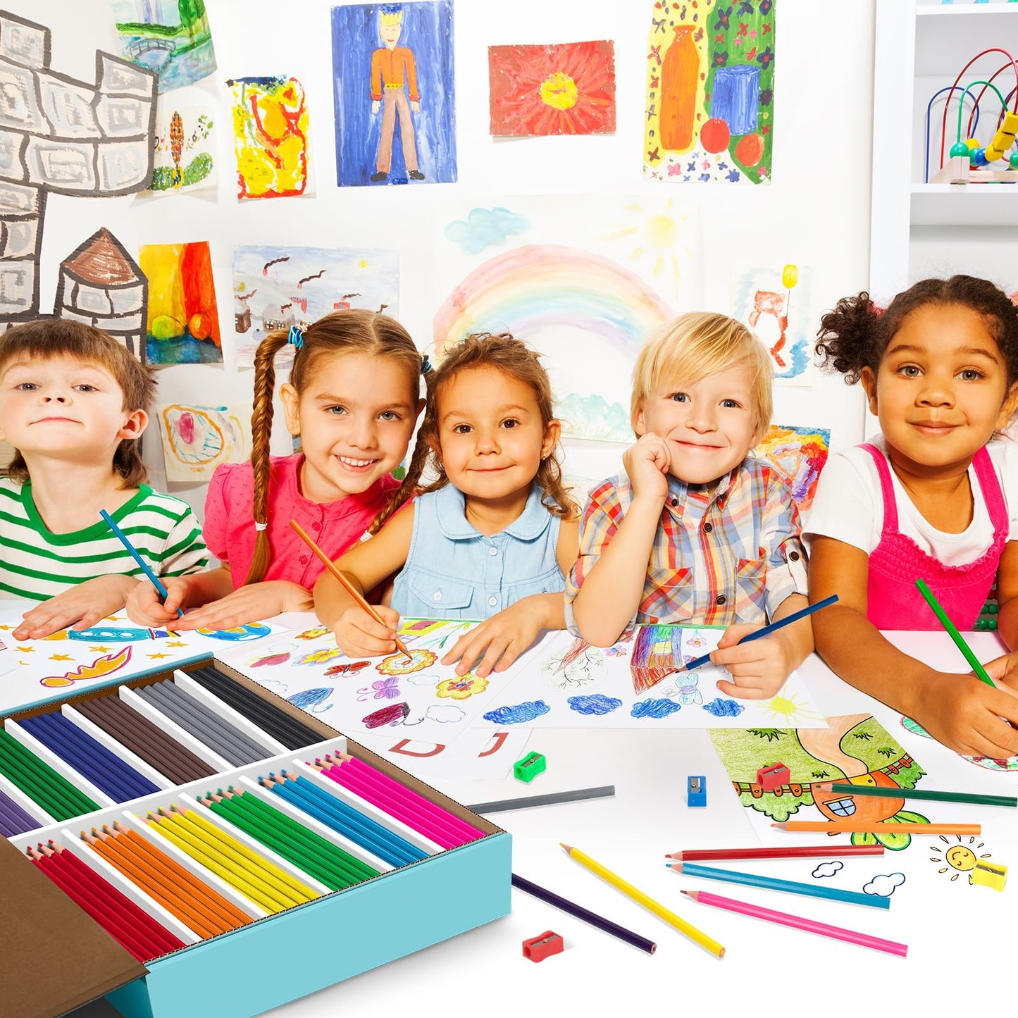 Aigybobo 240-Count Colored Pencils Bulk Set — 12 Vibrant Colors + 24 Sharpeners