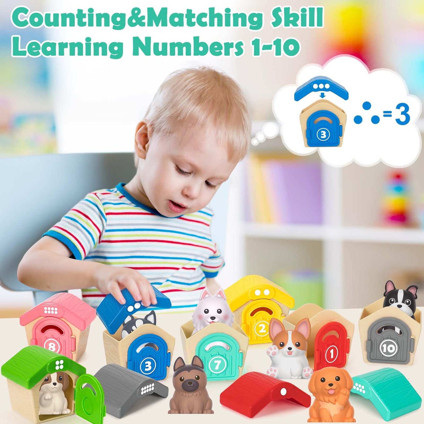 Aigybobo 20-Piece Puppy Learning Toy Set – Counting & Sorting for Toddlers (12-18 Months)