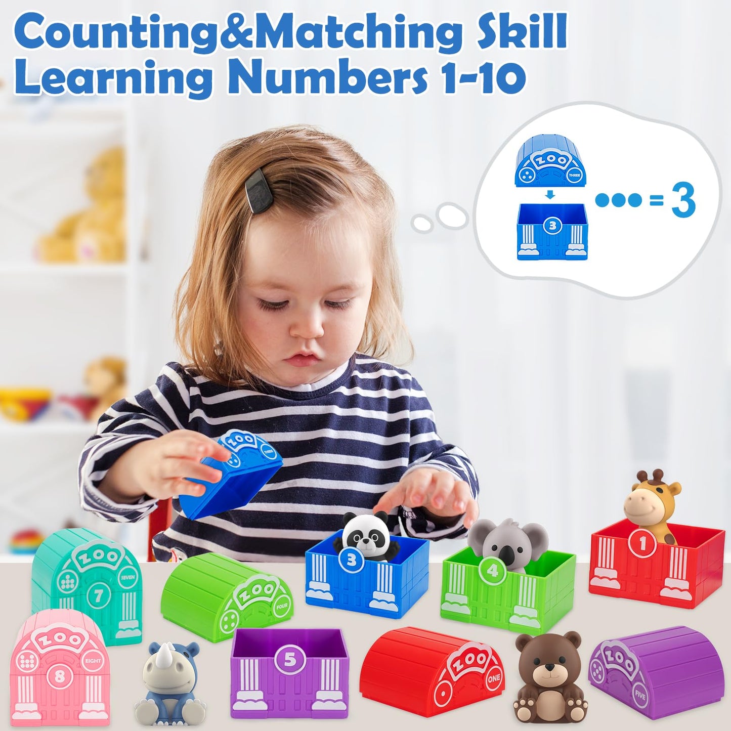 Aigybobo Safari Learning Toys for Toddlers 12–18 Months – 20-Piece Finger Puppet Set for Counting, Matching & Sorting