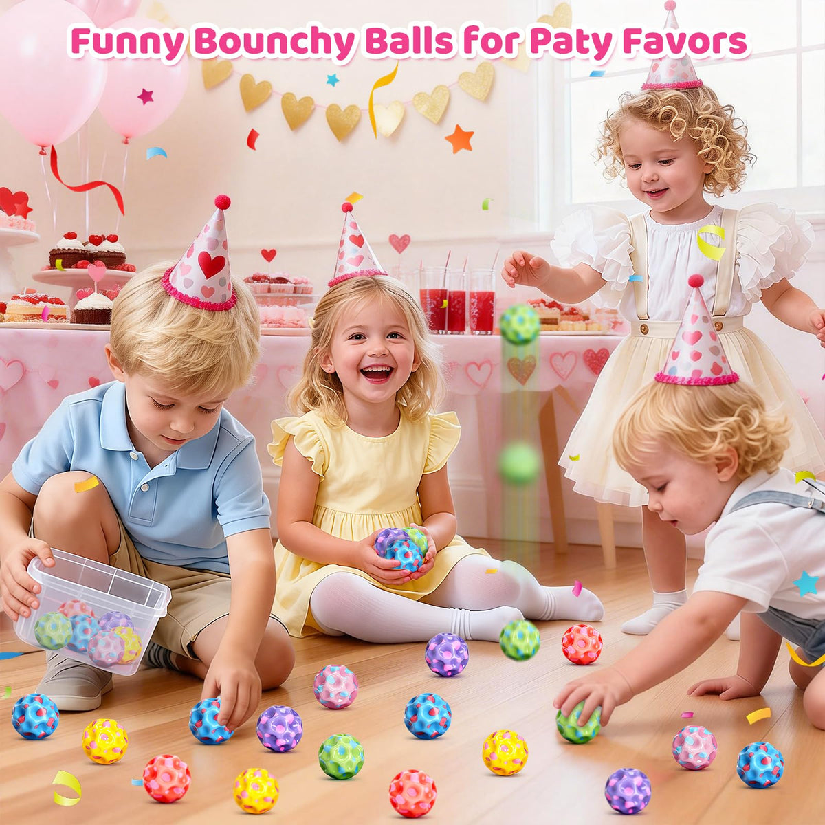 Aigybobo 30-Pack Valentines Day Cards & Moon Bouncy Balls for Kids – Classroom Party Favors