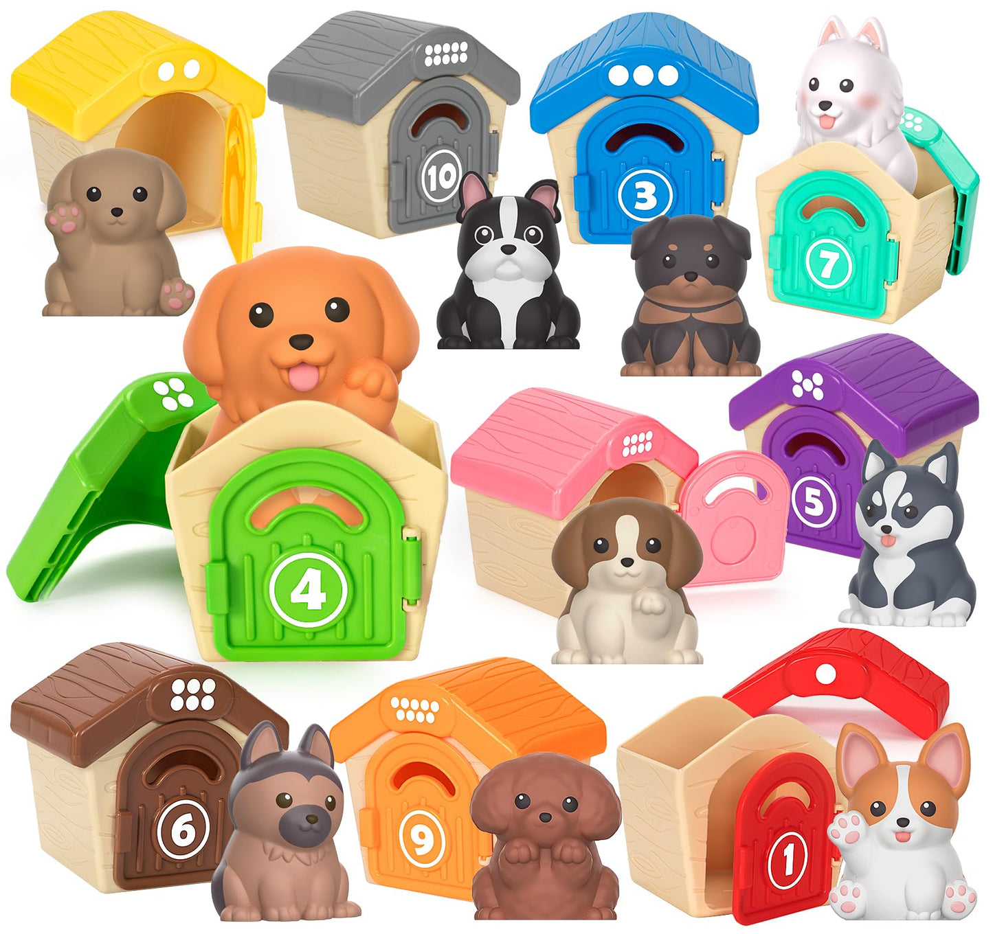 Aigybobo 20-Piece Puppy Learning Toy Set – Counting & Sorting for Toddlers (12-18 Months)
