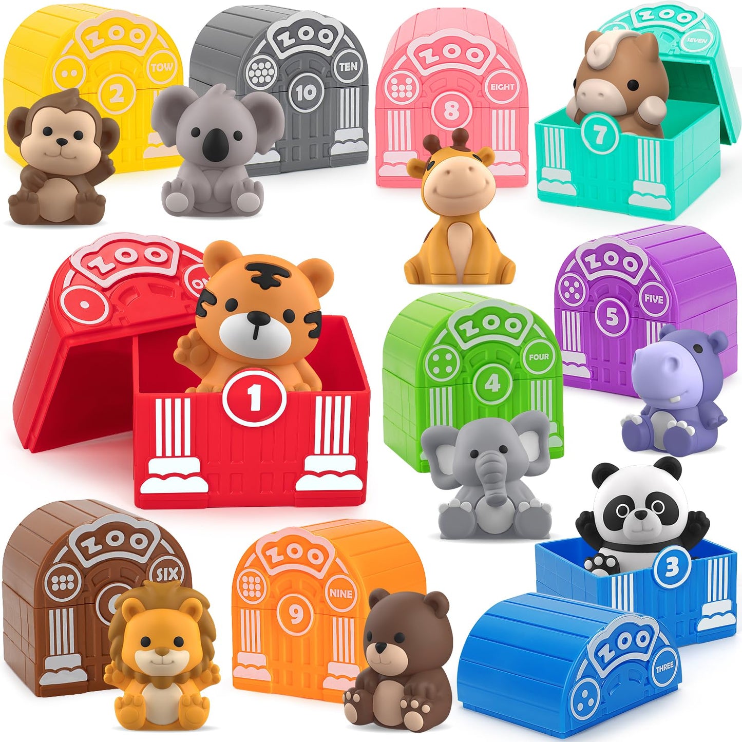 Aigybobo Safari Learning Toys for Toddlers 12–18 Months – 20-Piece Finger Puppet Set for Counting, Matching & Sorting