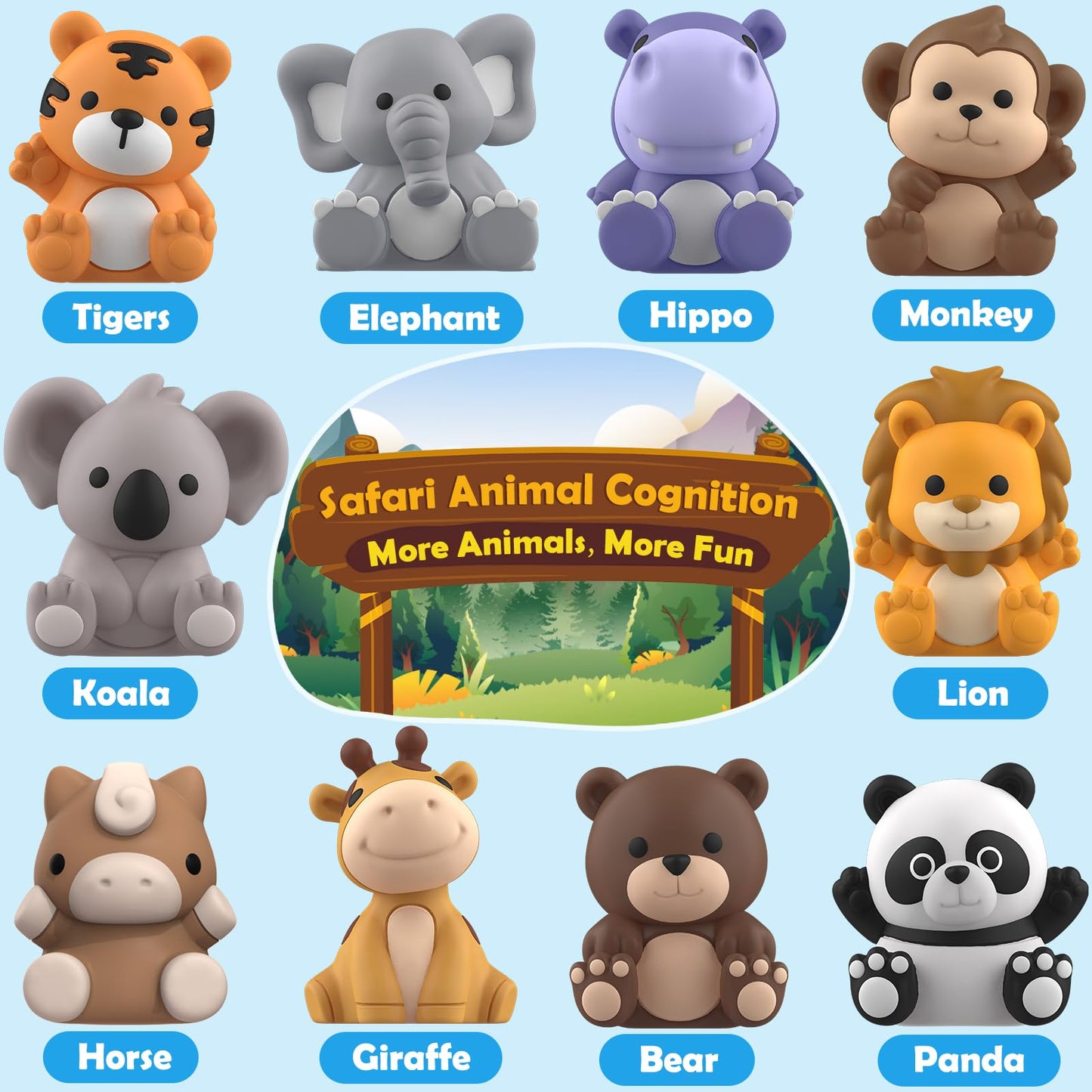 Aigybobo Safari Learning Toys for Toddlers 12–18 Months – 20-Piece Finger Puppet Set for Counting, Matching & Sorting