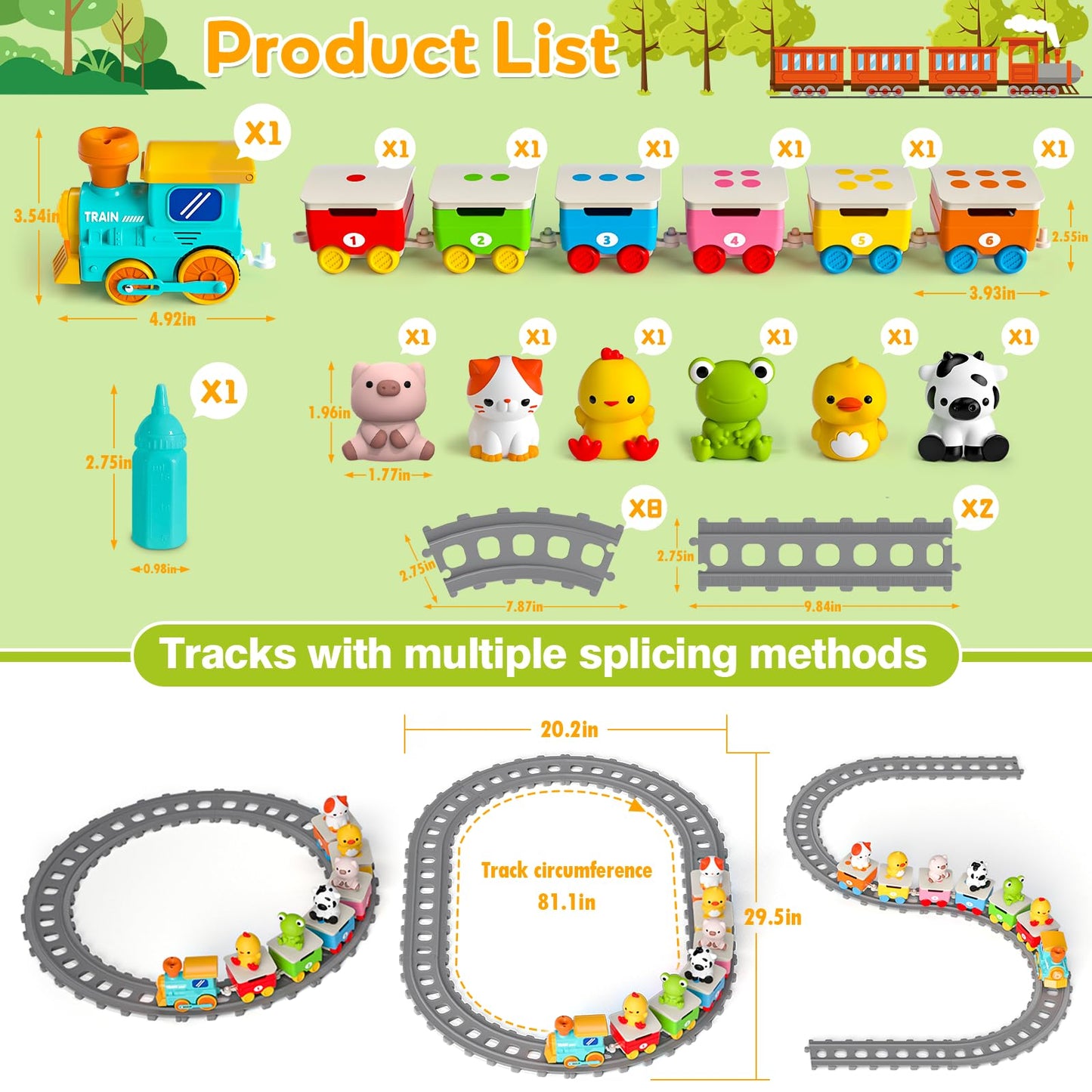 Aigybobo Electric Farm Train Set for Toddlers 18M+ – Music, Lights & Steam with Montessori Learning