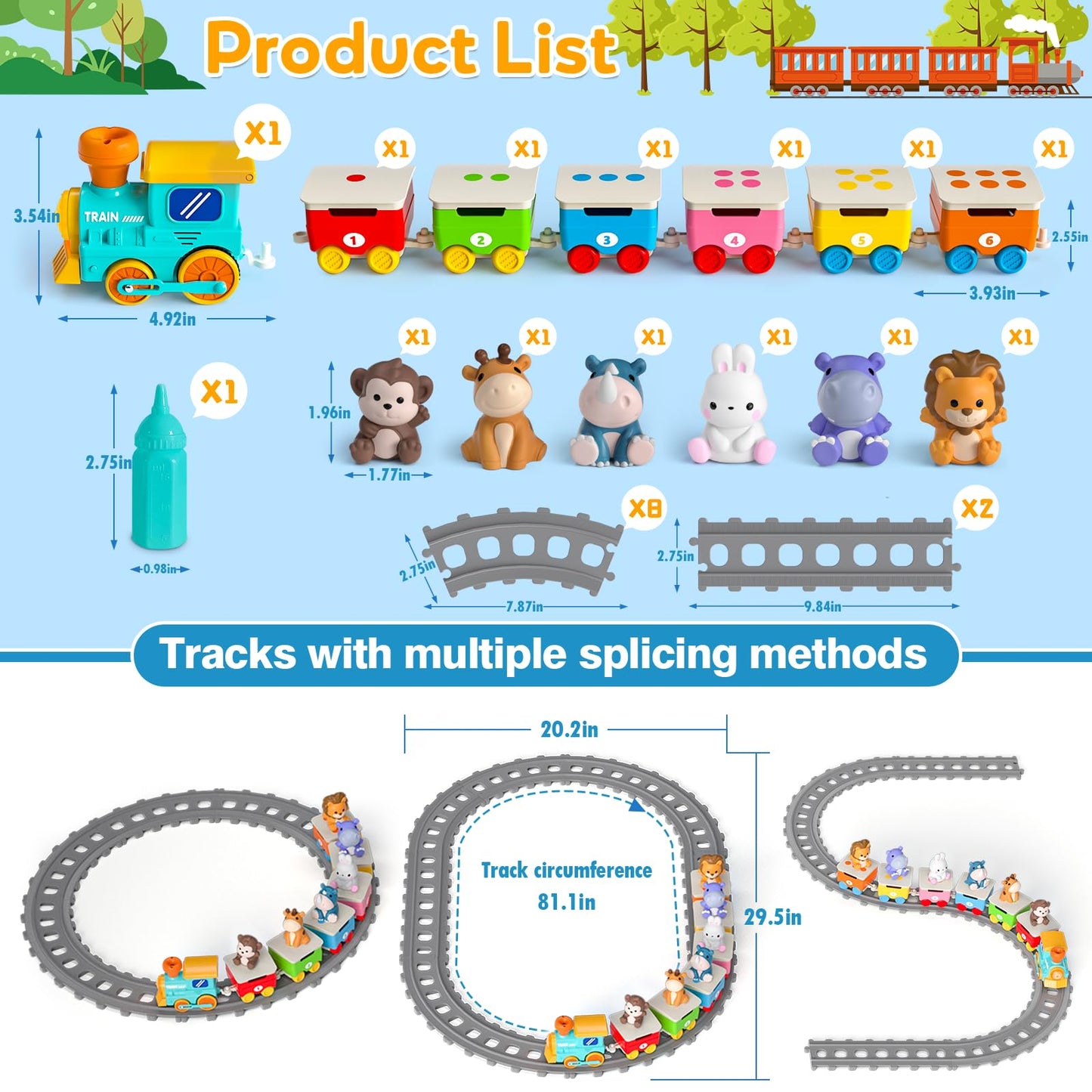 Aigybobo Toddler Train Set – Electric Zoo Animals with Music, Lights & Steam