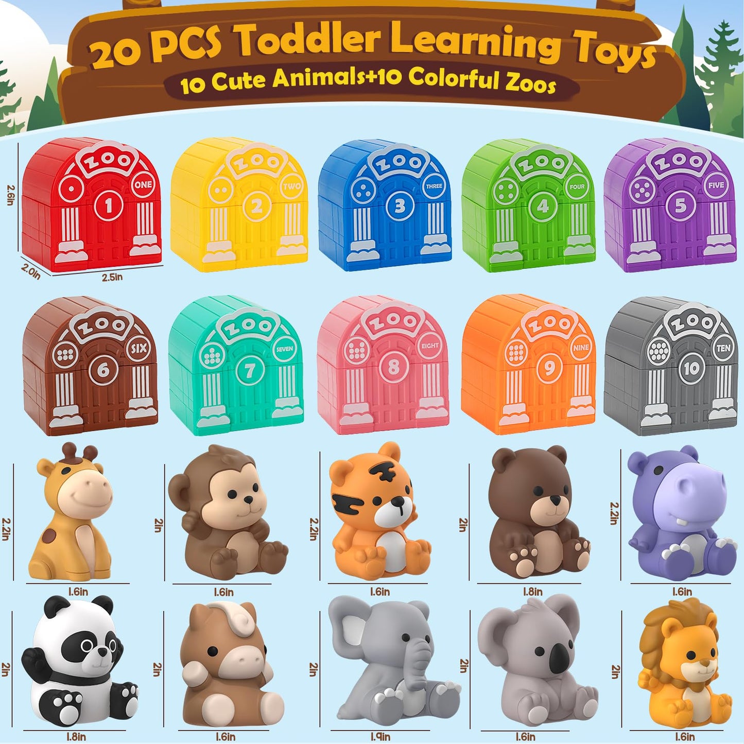Aigybobo Safari Learning Toys for Toddlers 12–18 Months – 20-Piece Finger Puppet Set for Counting, Matching & Sorting