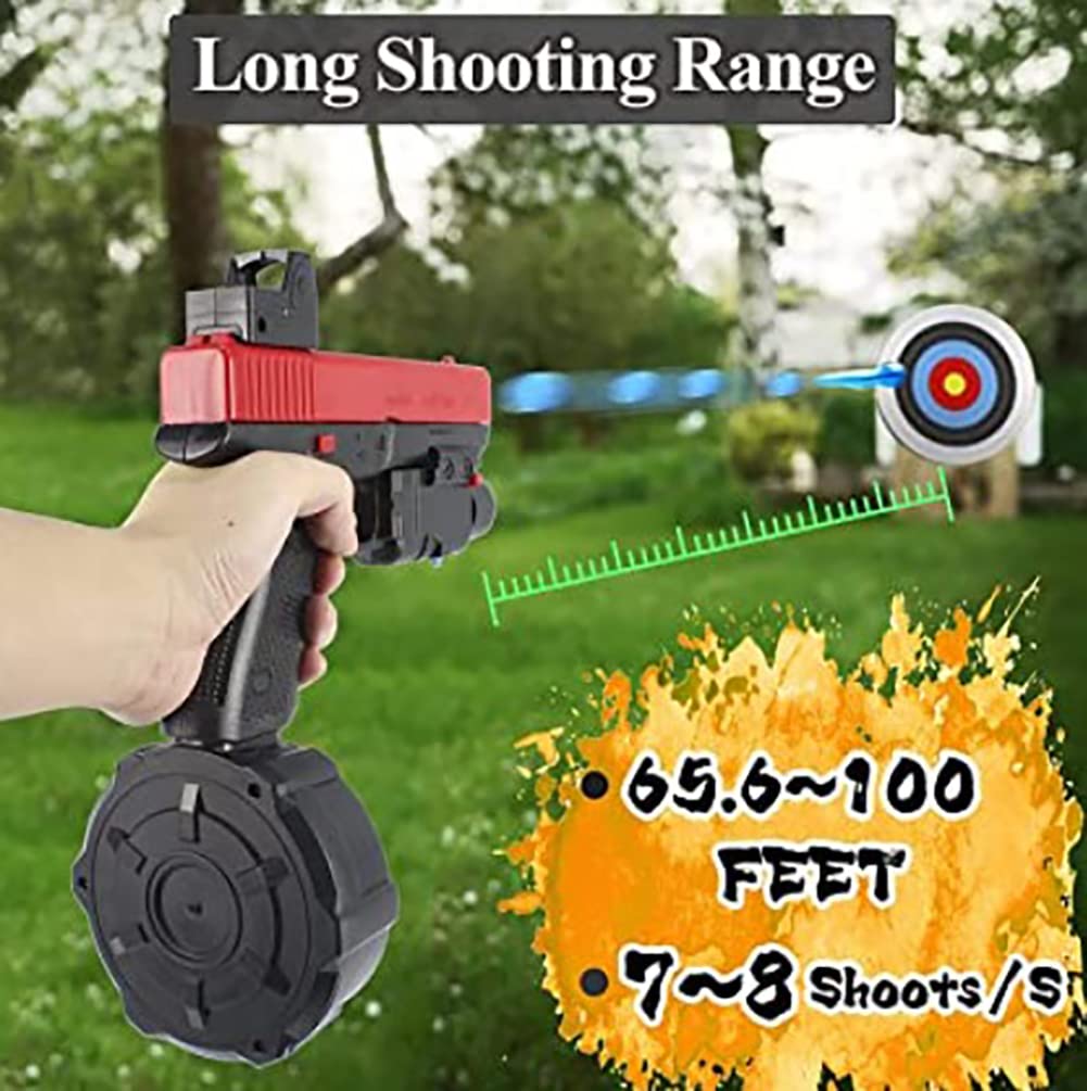 AIHEKSL Gel Ball Blaster with Goggles – Auto Fire, Drum Hopper, 65 Ft Range (Ages 14+)