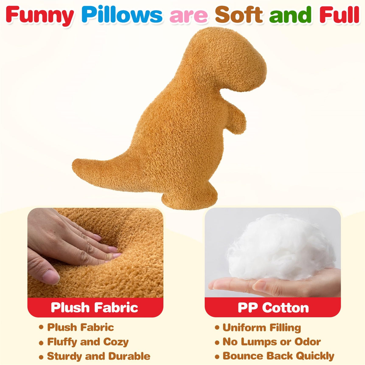 Aiideals Dino Nugget Pillow – Chocolate Dino Plush, Large 3-Pack | Funny Birthday Gifts