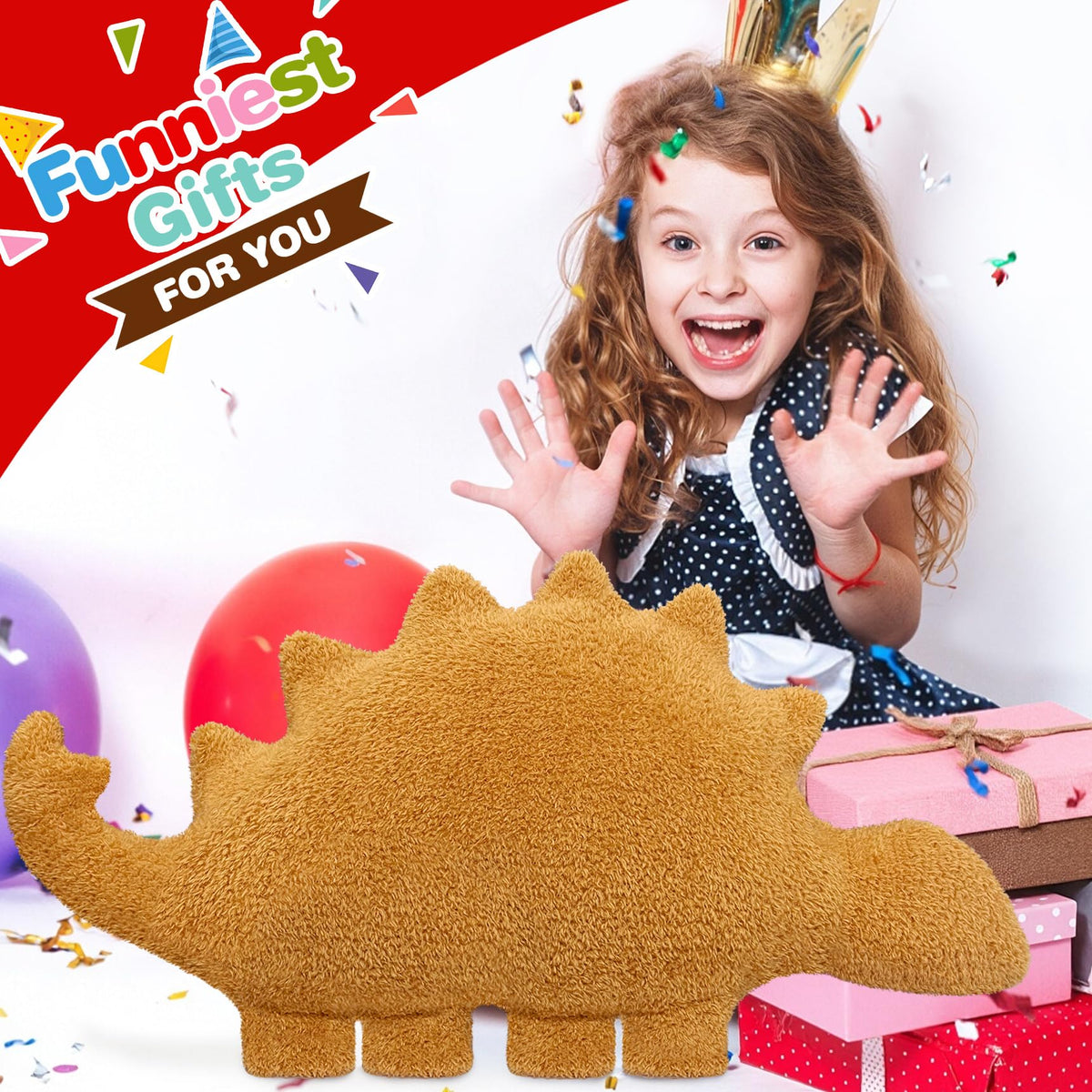 Aiideals Dino Nugget Pillow – Chocolate Dino Plush, Large 3-Pack | Funny Birthday Gifts