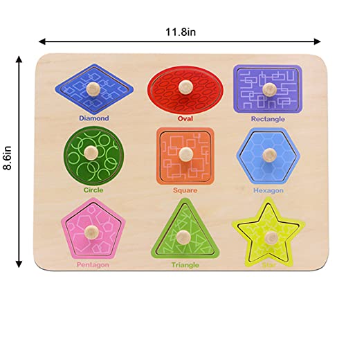 AILE Toddler Wooden Shape Peg Puzzle – Preschool Learning Board for Shapes & Colors
