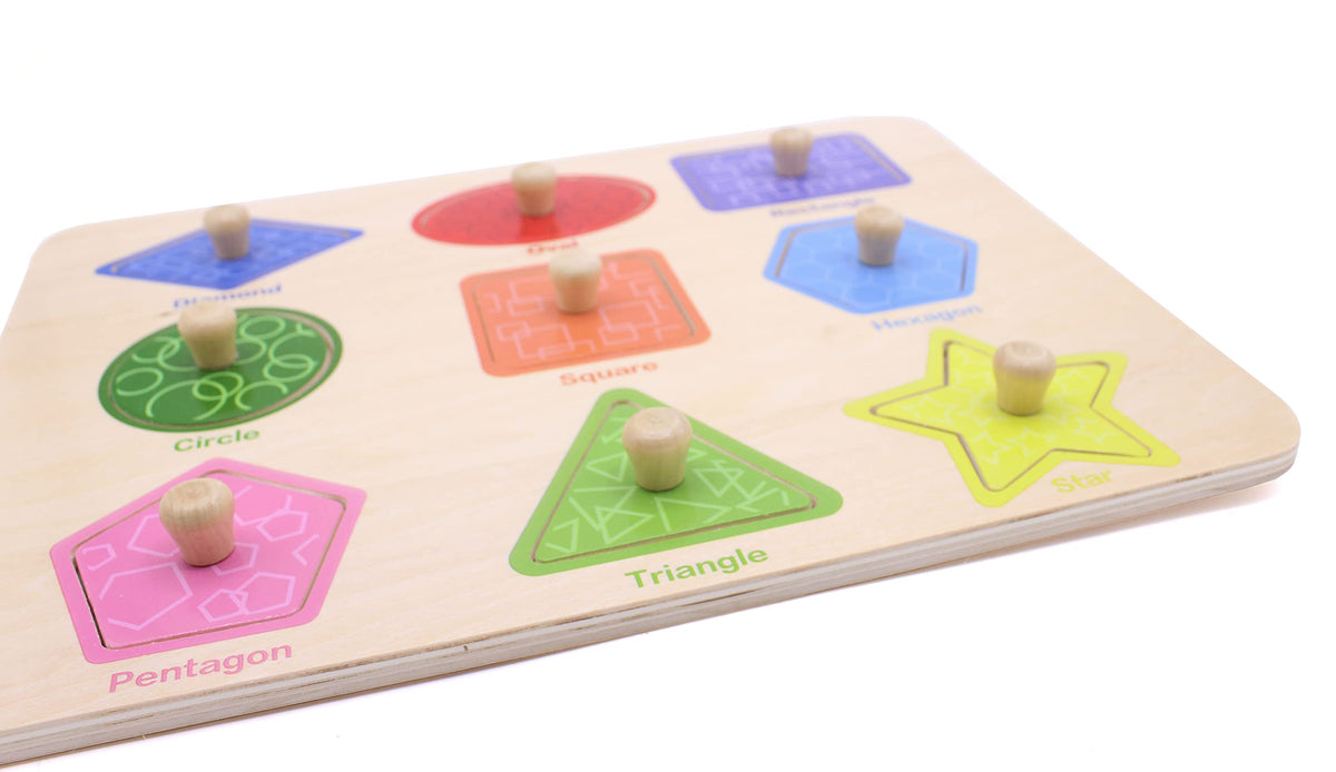 AILE Toddler Wooden Shape Peg Puzzle – Preschool Learning Board for Shapes & Colors