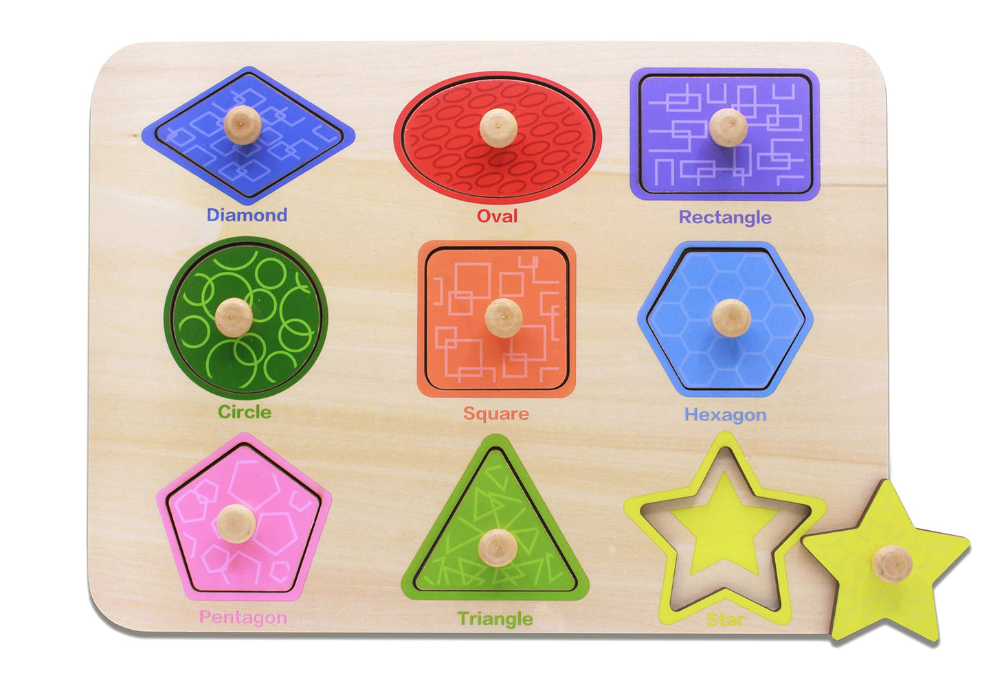 AILE Toddler Wooden Shape Peg Puzzle – Preschool Learning Board for Shapes & Colors