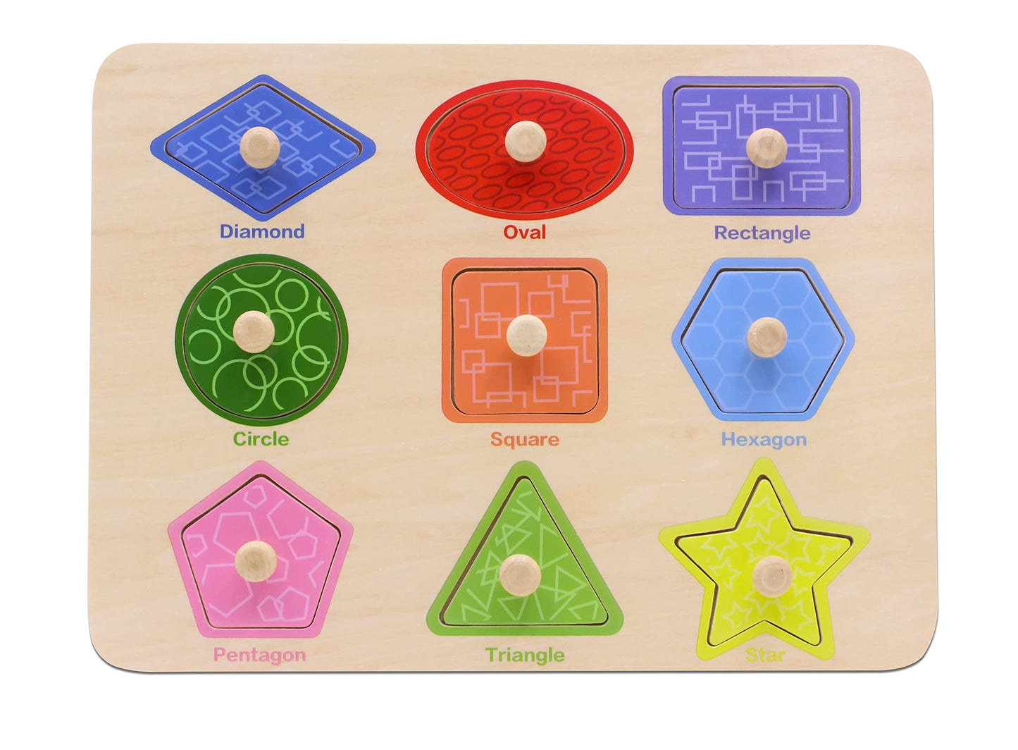 AILE Toddler Wooden Shape Peg Puzzle – Preschool Learning Board for Shapes & Colors