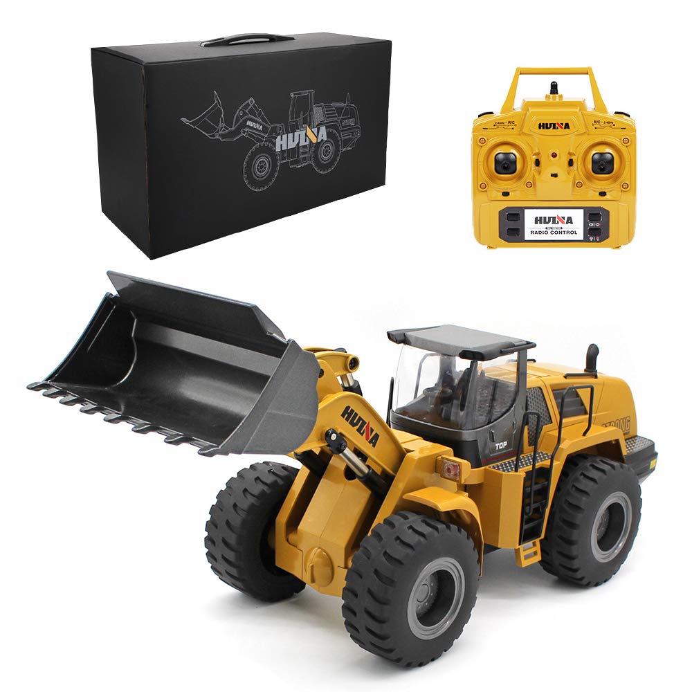 Ailejia 1/14 RC Wheel Loader – 2.4GHz Front Loader, 10-Channel Metal Bulldozer Toy