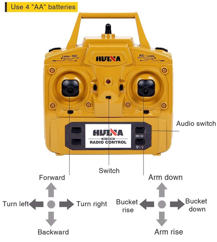 Ailejia 1/14 RC Wheel Loader – 2.4GHz Front Loader, 10-Channel Metal Bulldozer Toy