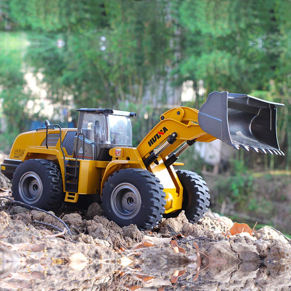 Ailejia 1/14 RC Wheel Loader – 2.4GHz Front Loader, 10-Channel Metal Bulldozer Toy
