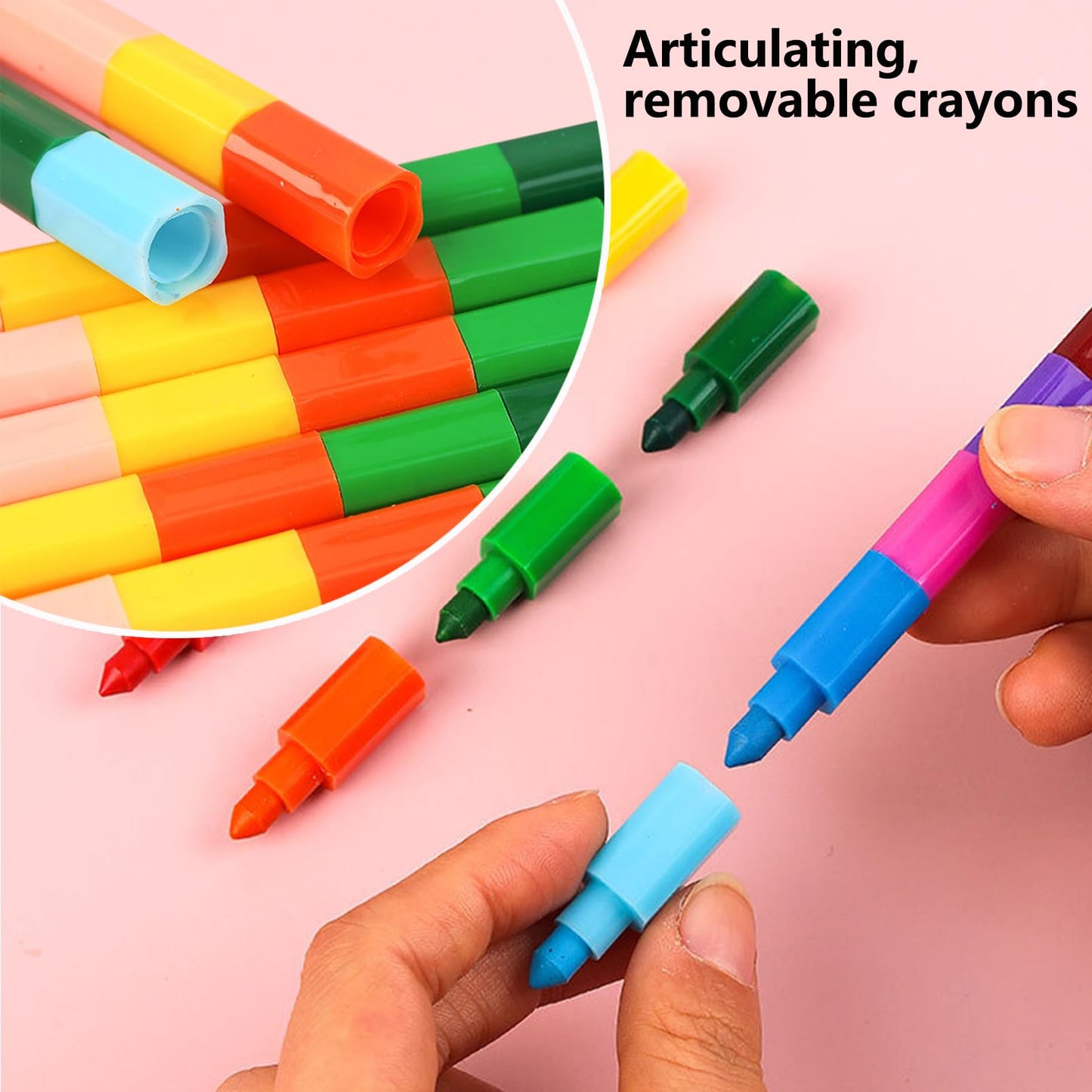 ailixinda 12-Piece Stacking Crayons – Buildable Rainbow Colors for Kids