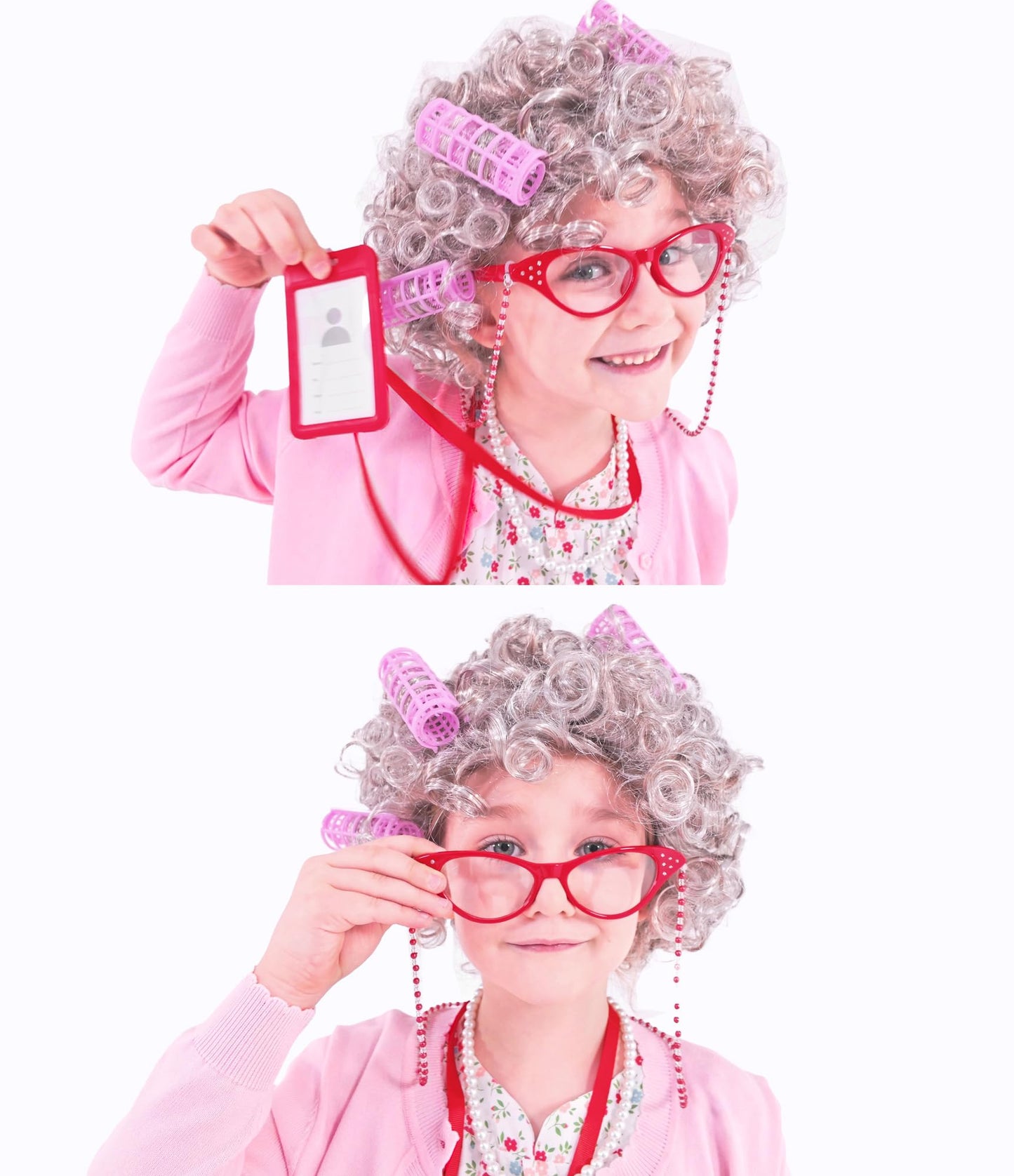 Aimeiar 100 Days of School Old Lady Costume – 11-Piece Granny Dress Up Kit for Girls