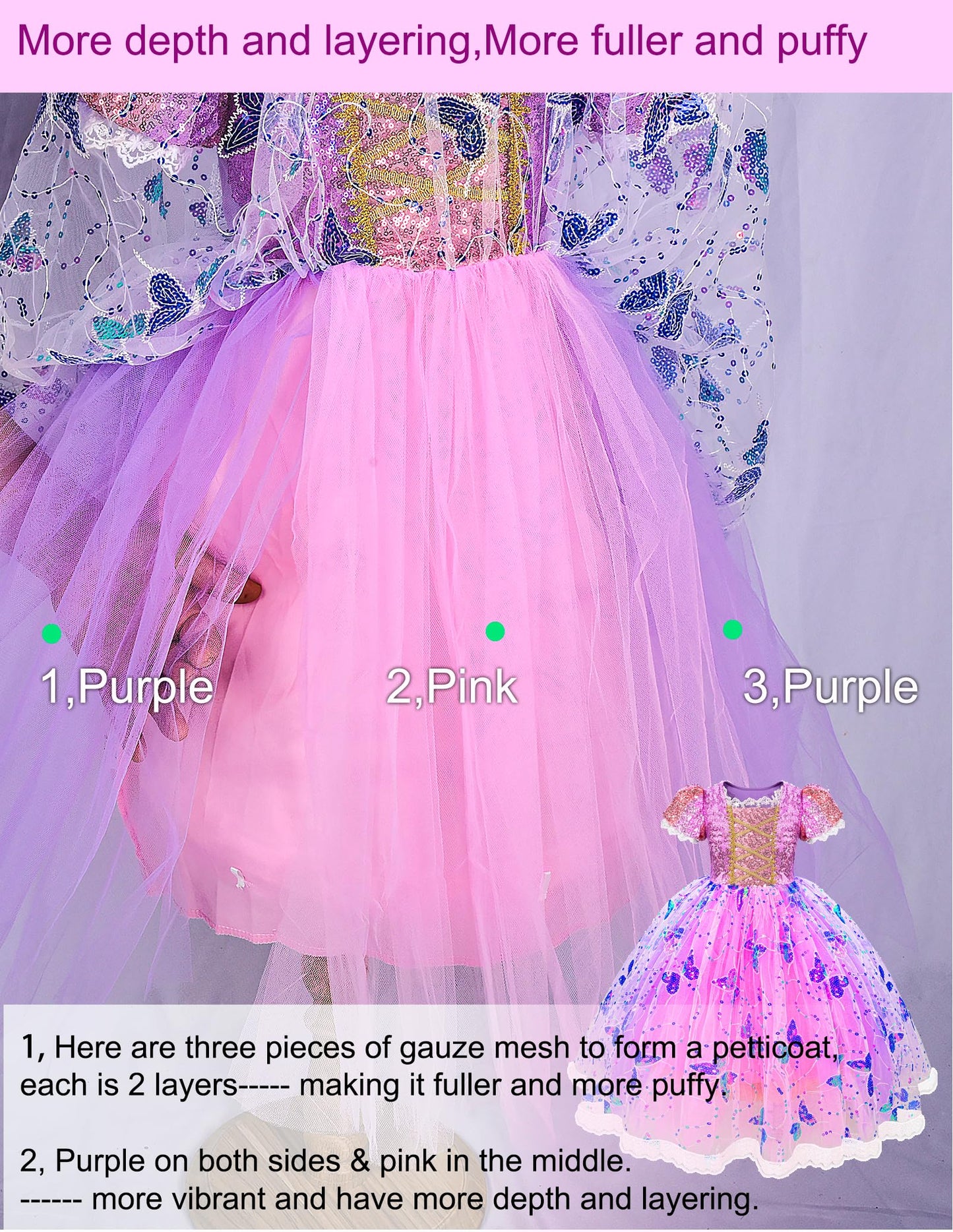 Aimeiar Princess Dresses for Girls | Light-Up Costume with Crown, Wand & Accessories (Ages 2-10)