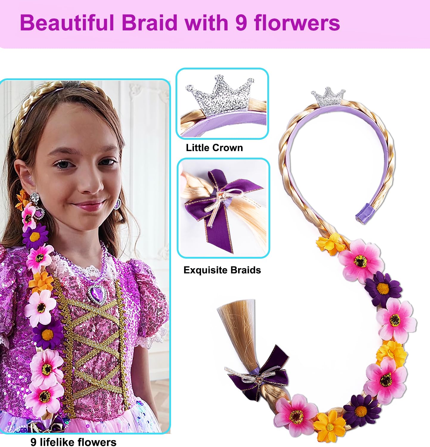 Aimeiar Princess Dresses for Girls | Light-Up Costume with Crown, Wand & Accessories (Ages 2-10)