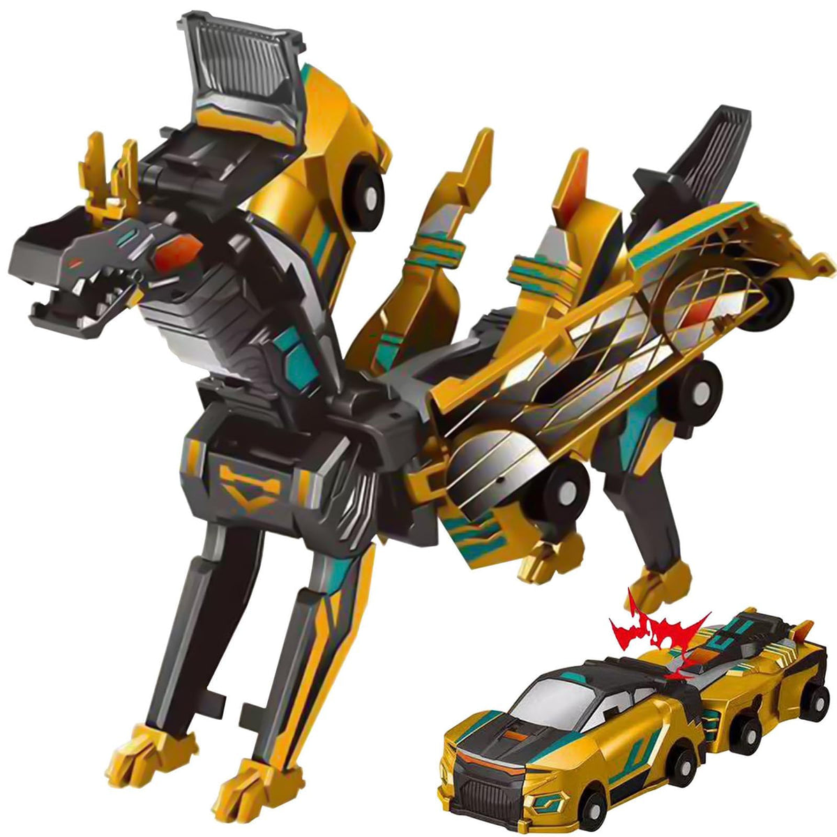 Aimery Collision Transforming Dinosaur Car Toy – 2-in-1 Magnetic Cars to Dragon