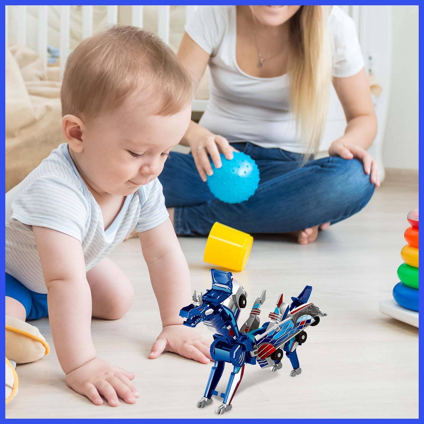Aimery Collision Transforming Dinosaur Car Toy – 2-in-1 Magnetic Cars Convert into Dragon Dino Robot for Kids