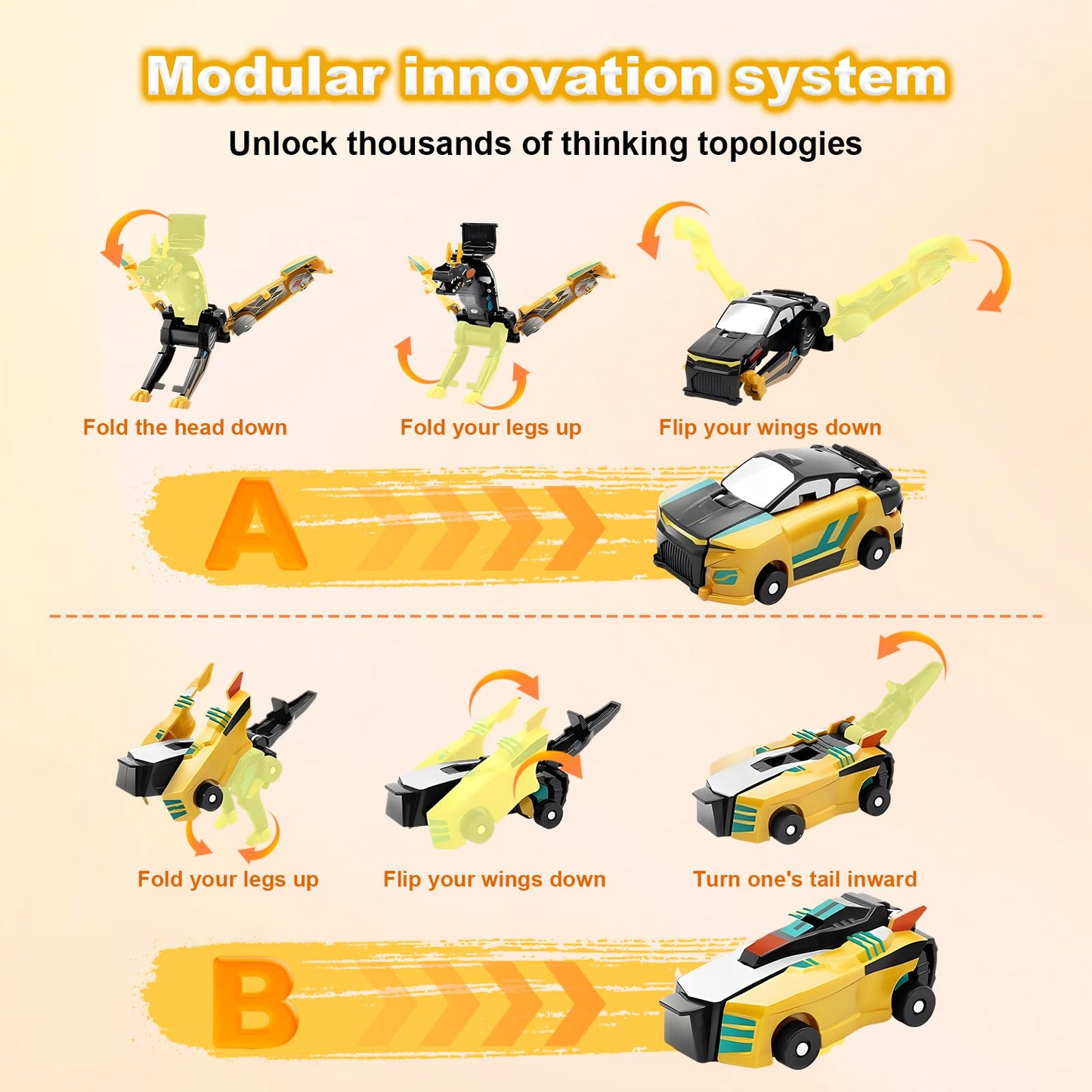 Aimery Collision Transforming Dinosaur Car Toy – 2-in-1 Magnetic Cars to Dragon