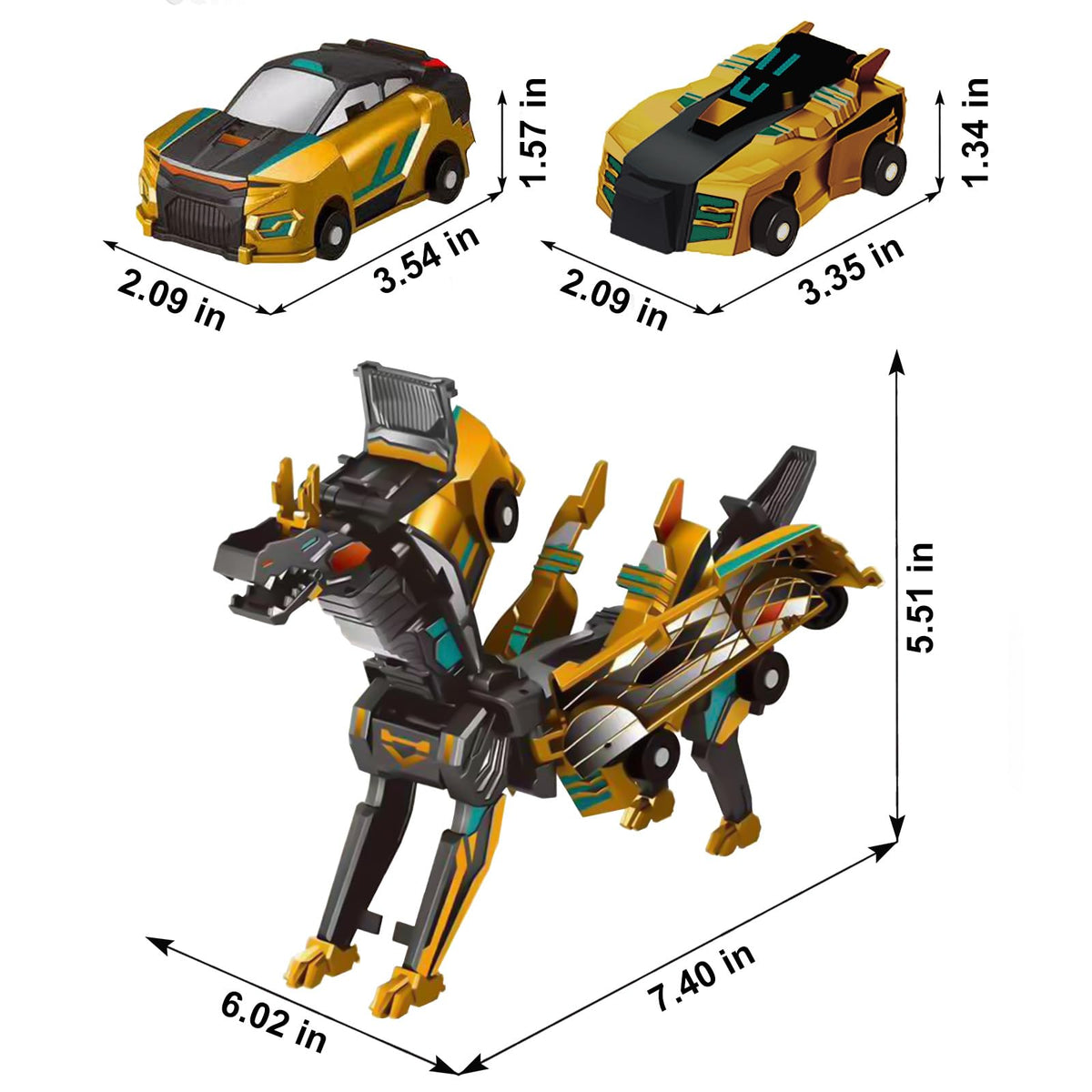 Aimery Collision Transforming Dinosaur Car Toy – 2-in-1 Magnetic Cars to Dragon