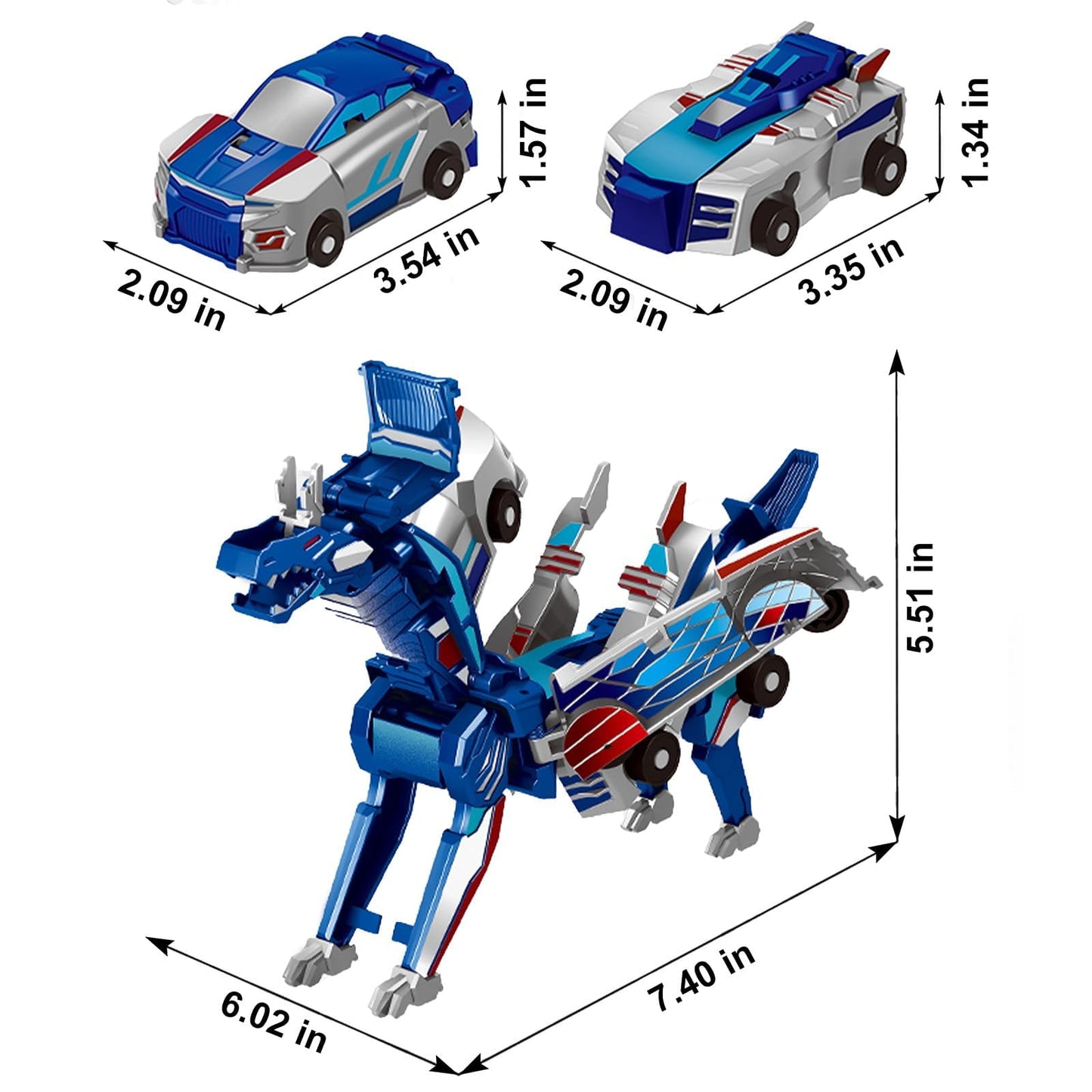Aimery Collision Transforming Dinosaur Car Toy – 2-in-1 Magnetic Cars Convert into Dragon Dino Robot for Kids