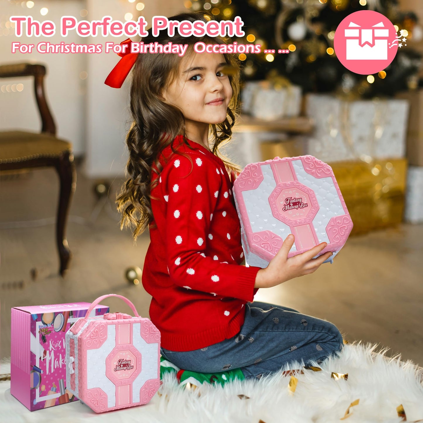 Aimidola 68-Piece Kids Makeup Kit for Girls 3-12 – Non-Toxic, Washable Play Set