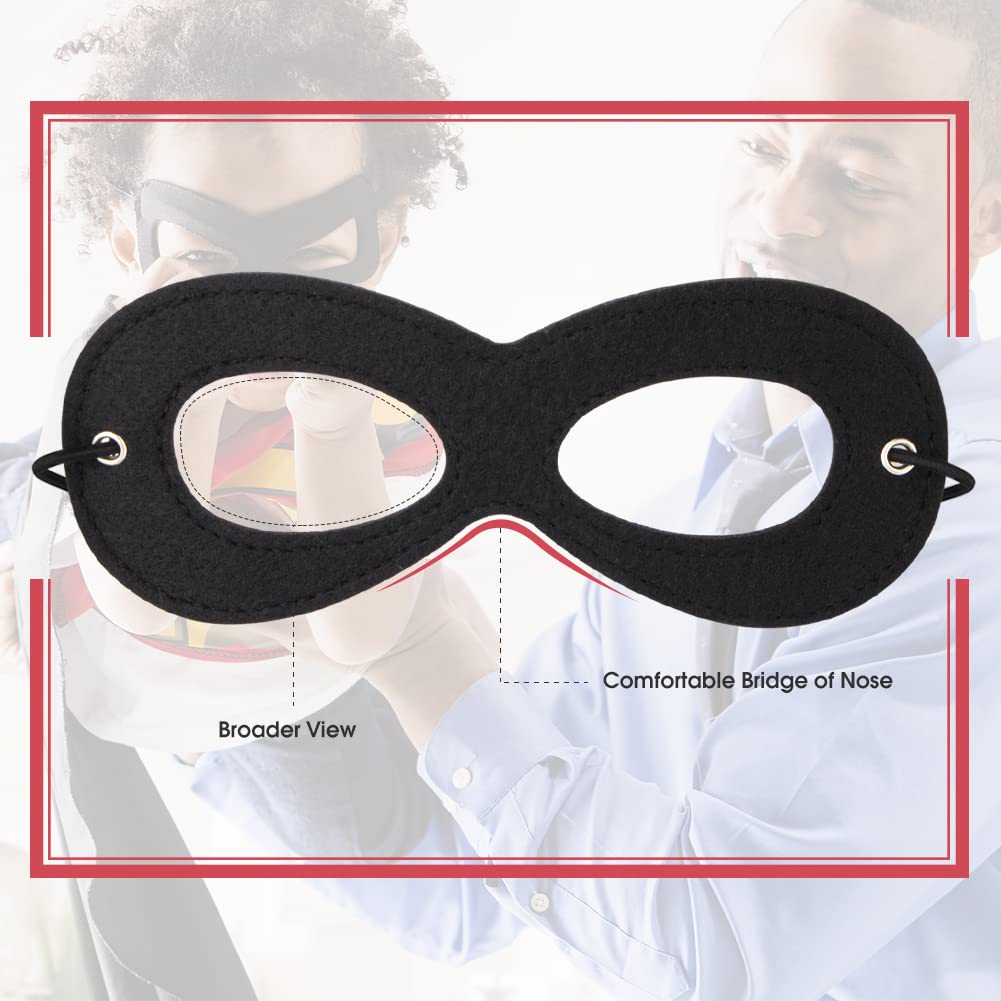 AIMIKE 2-Pack Black Felt Superhero Masks | Adjustable Half Masks for Kids & Adults