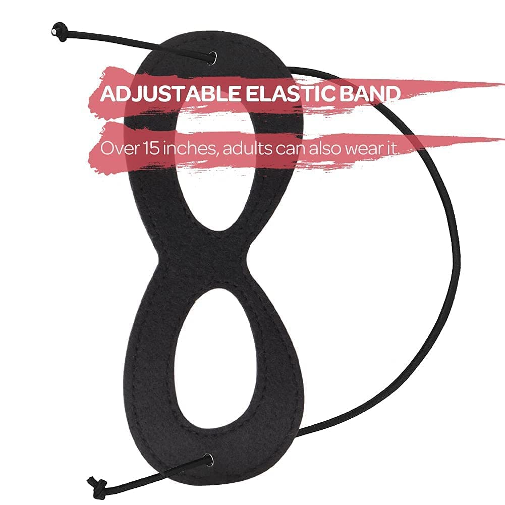 AIMIKE 2-Pack Black Felt Superhero Masks | Adjustable Half Masks for Kids & Adults