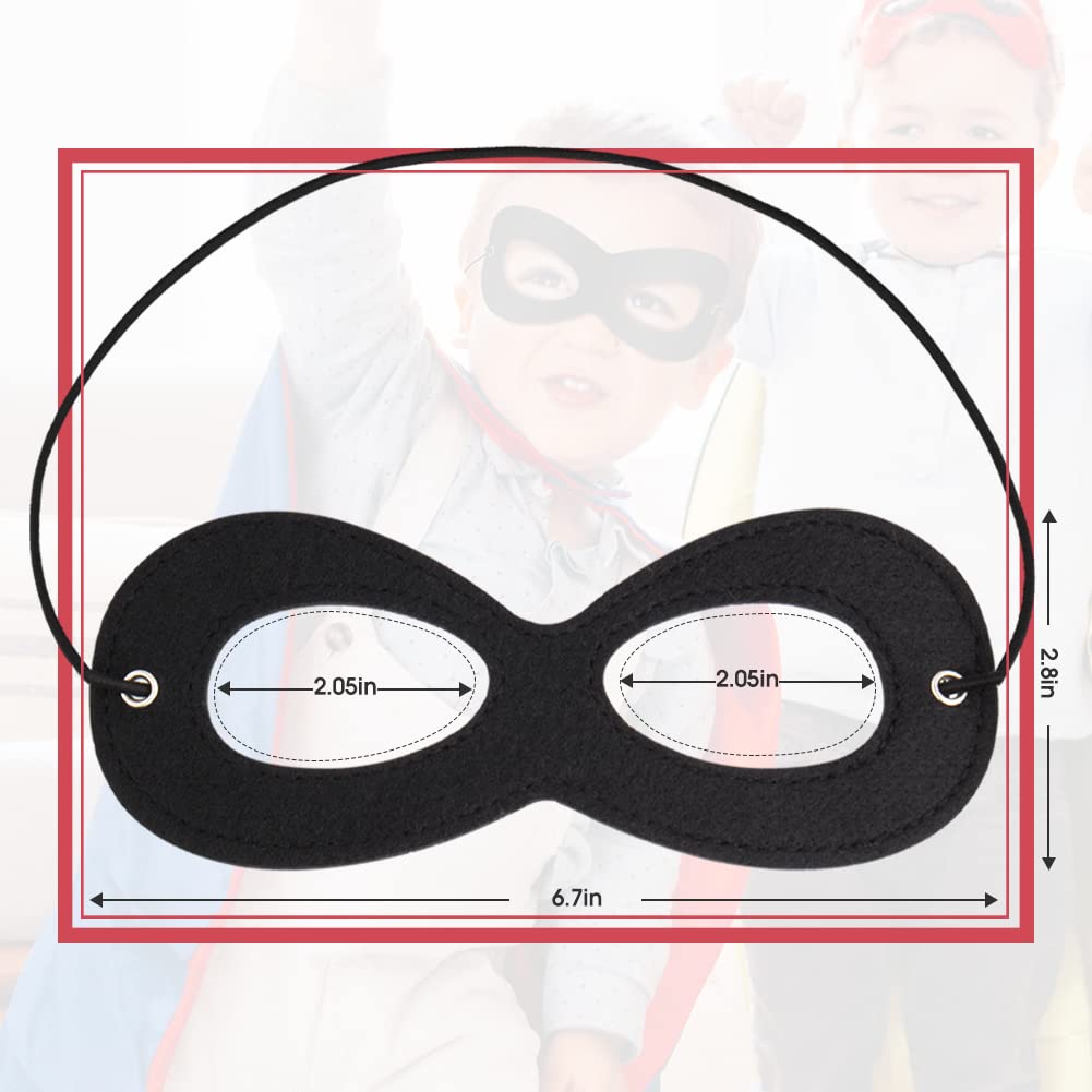 AIMIKE 2-Pack Black Felt Superhero Masks | Adjustable Half Masks for Kids & Adults