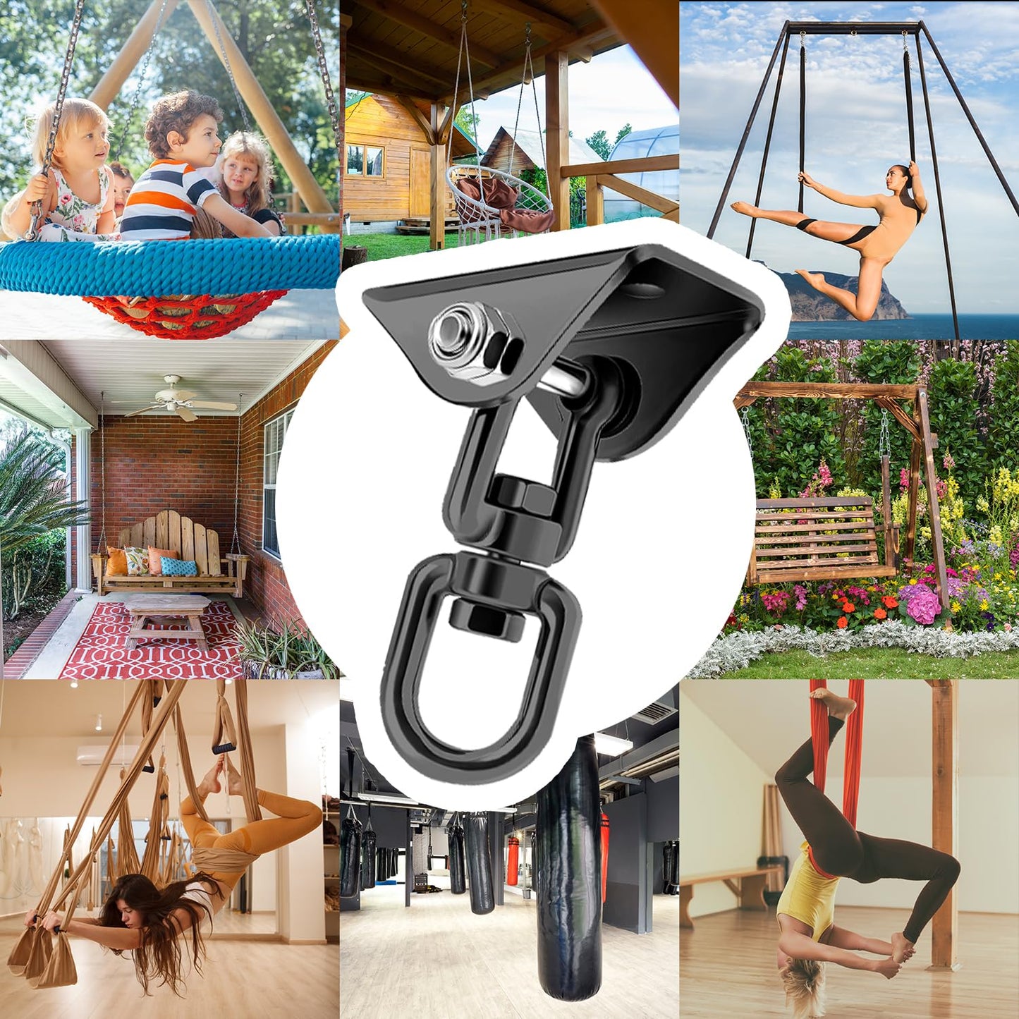 AINIKEY Heavy Duty Hammock Hanging Kit – 1200 lb, 360° Rotating Hooks, Pack of 2