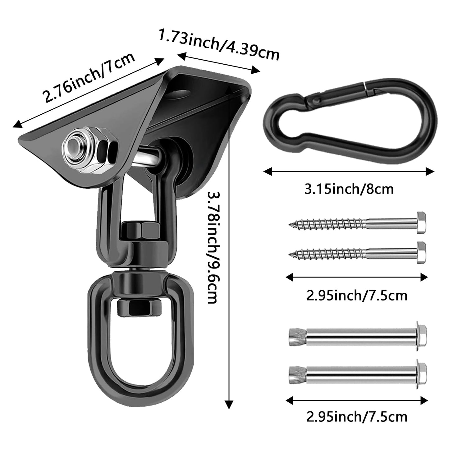AINIKEY Heavy Duty Hammock Hanging Kit – 1200 lb, 360° Rotating Hooks, Pack of 2