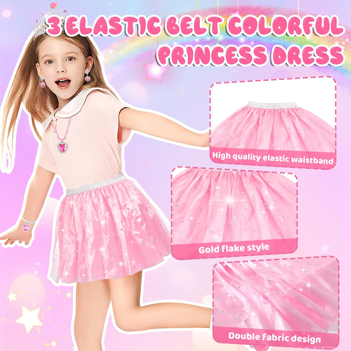 AINIOKA Princess Dress Up Kit for Girls 4-6 | Complete Playset with Shoes, Crowns, Wands & Jewelry