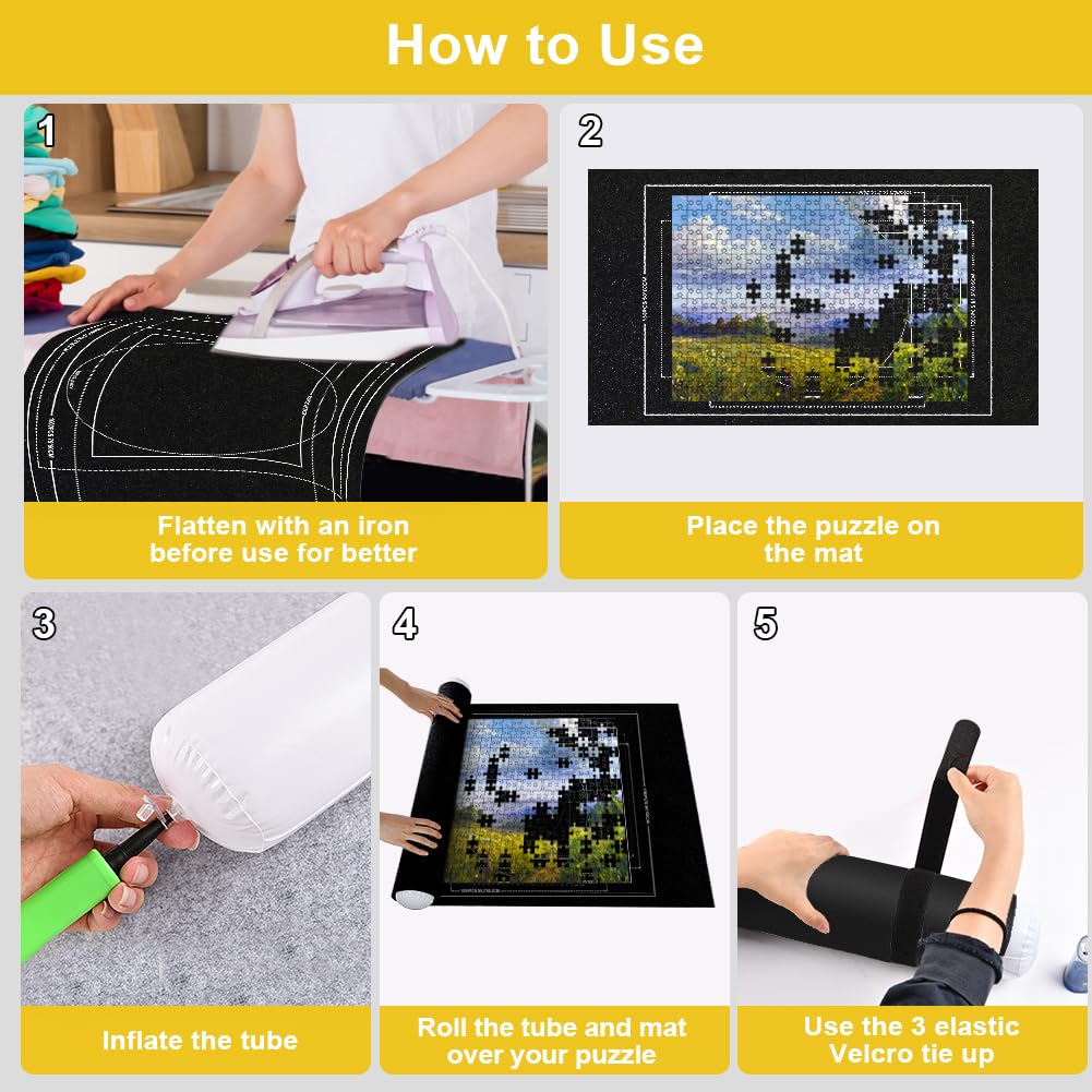 Ainiv Jigsaw Puzzle Mat Roll Up – 1500 Pieces, 46x26 in, Portable Felt Puzzle Saver
