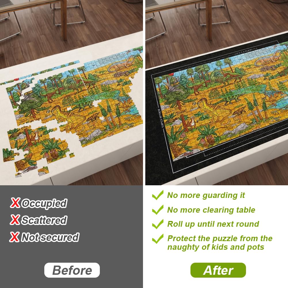 Ainiv Jigsaw Puzzle Mat Roll Up – 1500 Pieces, 46x26 in, Portable Felt Puzzle Saver