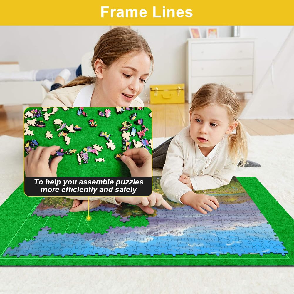 Ainiv Jigsaw Puzzle Mat Roll Up 1500 Pieces | 46 x 26in Portable Felt Puzzle Saver with Travel Storage Bag