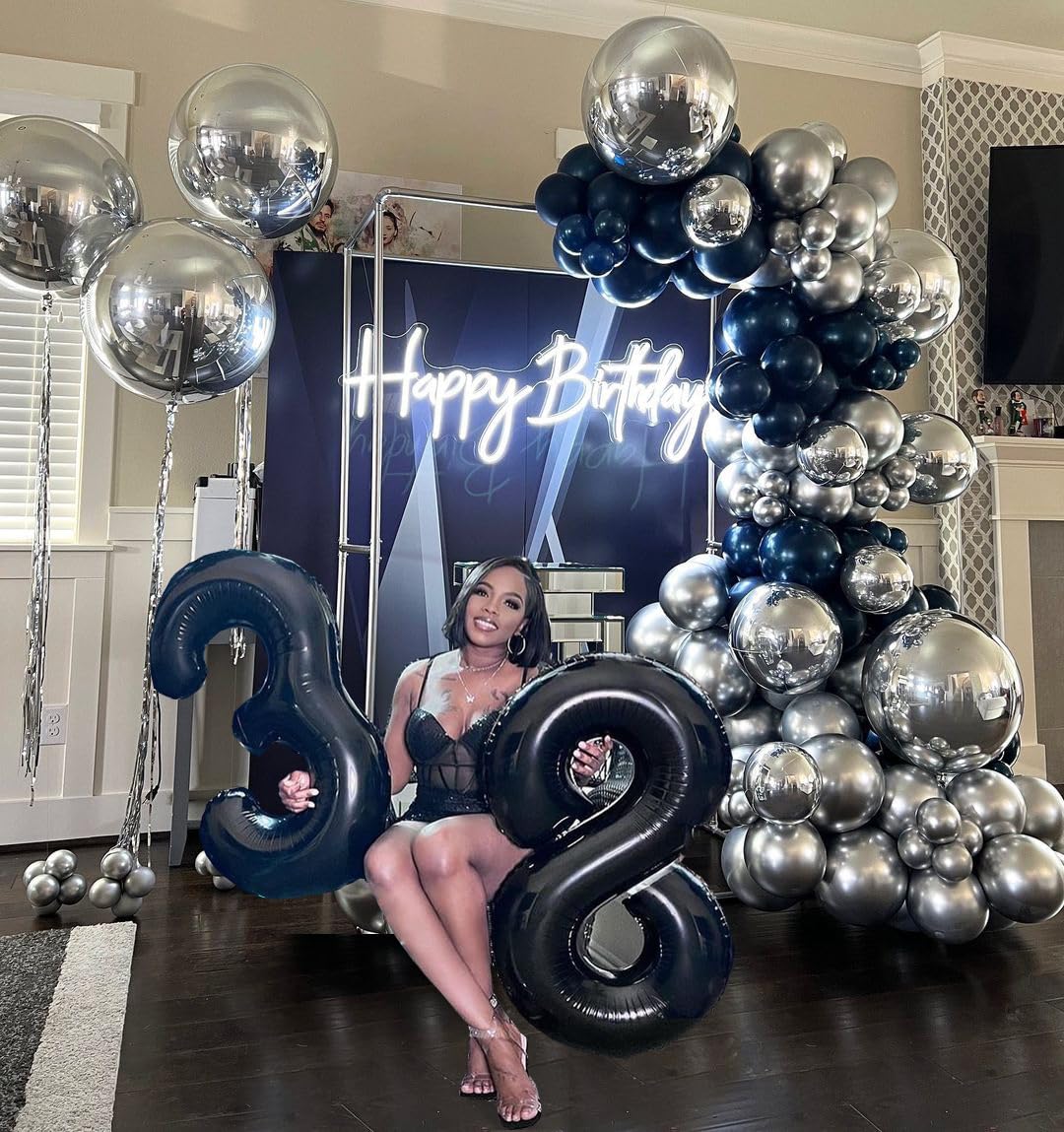 AIOZX Black & Silver Balloon Kit – 50pcs 12-Inch Balloons for Birthday, Graduation, New Year, Wedding