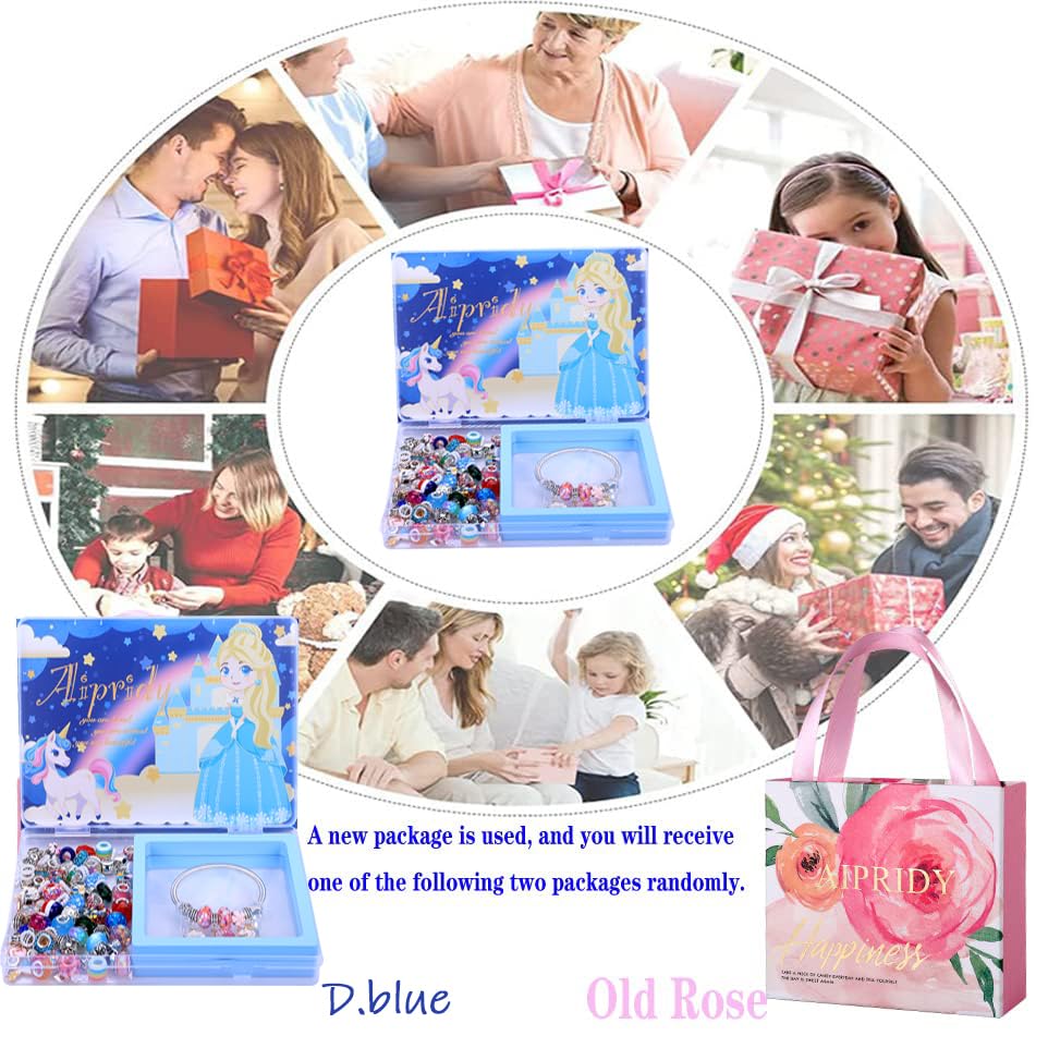 AIPRIDY Charm Bracelet Making Kit – Unicorn Mermaid Crafts, 104 Pieces, Gifts for Girls 5-12