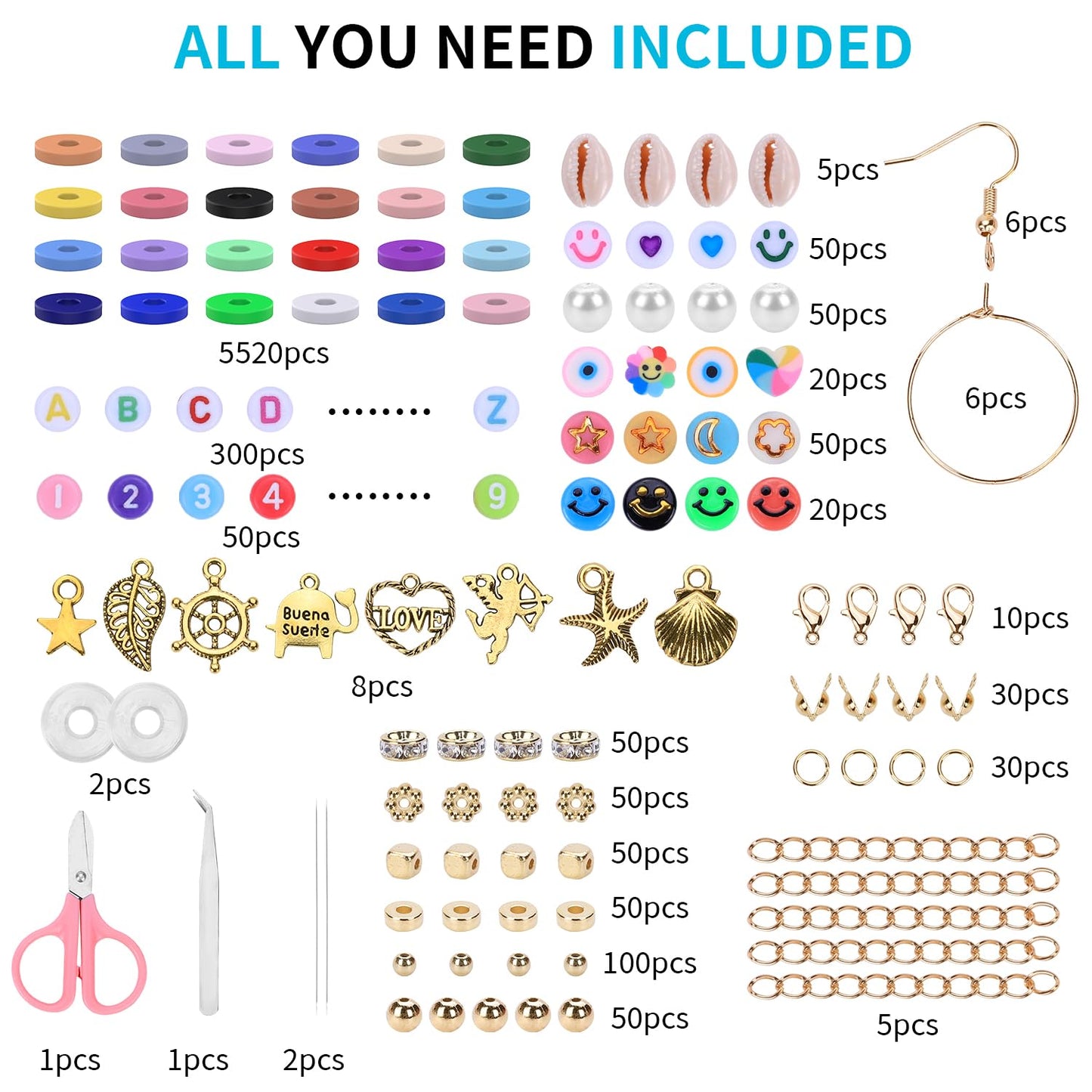 AIPRIDY Bracelet Making Kit for Girls – 3,654-Piece Bead Craft Set for Creative Jewelry (Ages 6+)