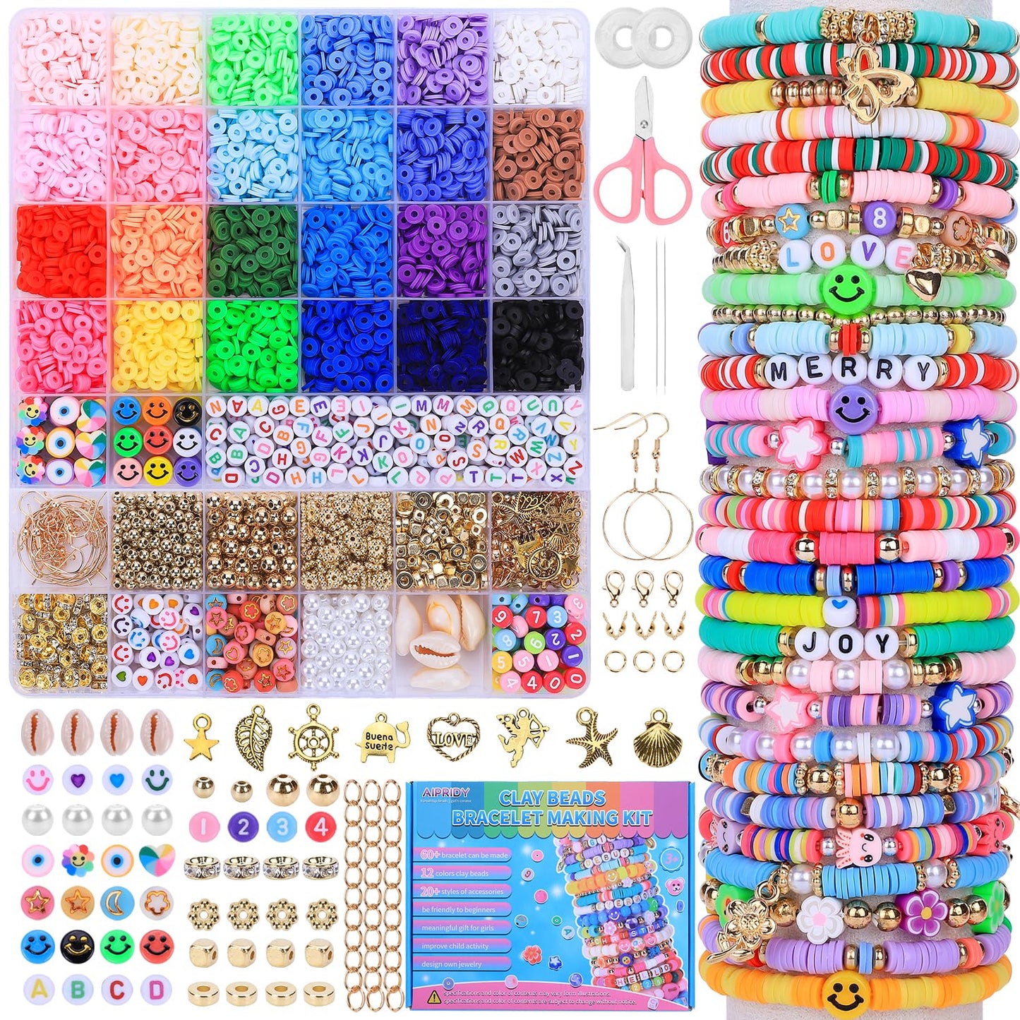 AIPRIDY Bracelet Making Kit for Girls – 3,654-Piece Bead Craft Set for Creative Jewelry (Ages 6+)