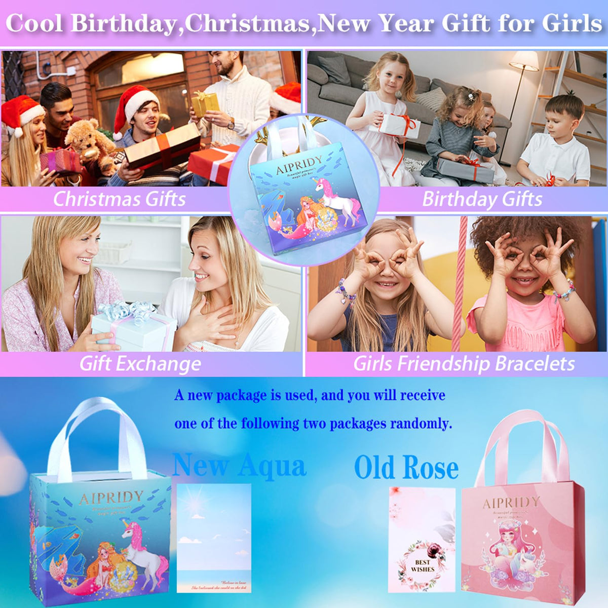 AIPRIDY Charm Bracelet Making Kit – Unicorn & Mermaid Jewelry Set (84 Pieces)