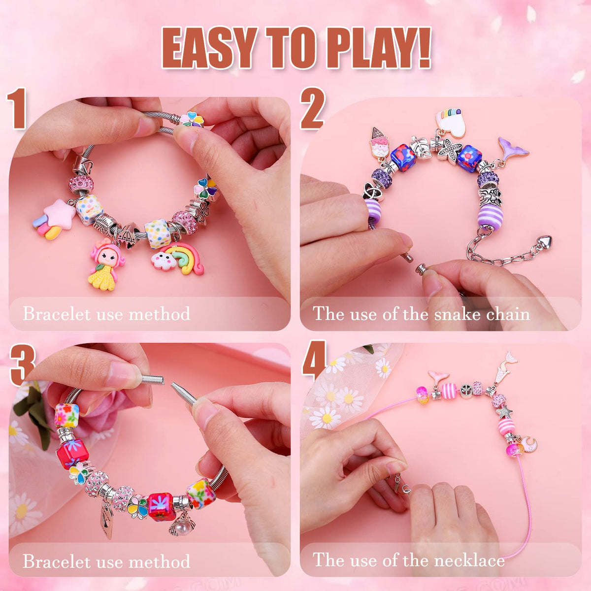 AIPRIDY Charm Bracelet Making Kit – Unicorn & Mermaid Jewelry Set (84 Pieces)