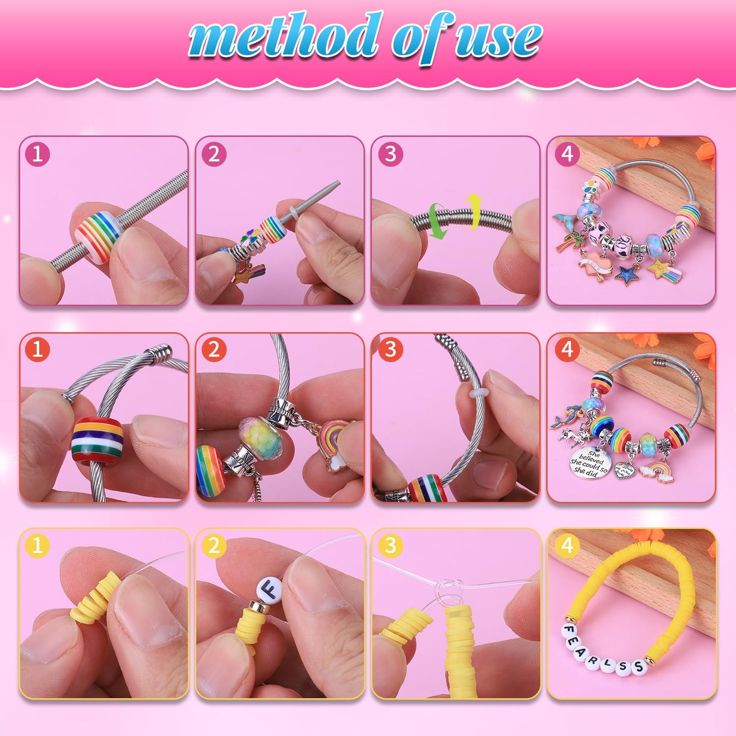 AIPRIDY 3600 Pcs Girls Bracelet Kit – Unicorn & Mermaid Jewelry DIY Craft for Ages 4-12
