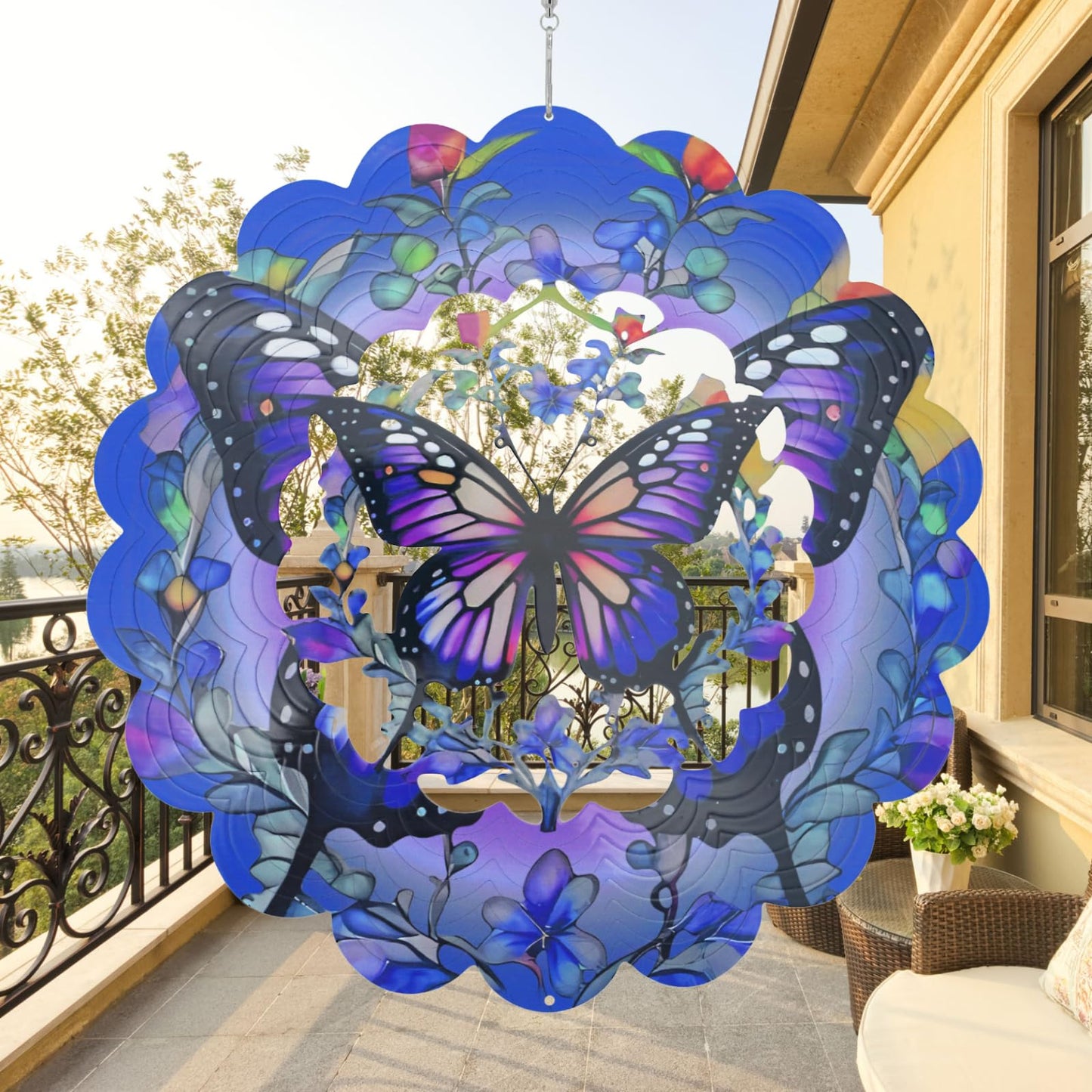 AiQDBAA Wind Spinners Outdoor Butterfly — 12 Inch 3D Hanging Garden Decor for Patio, Yard