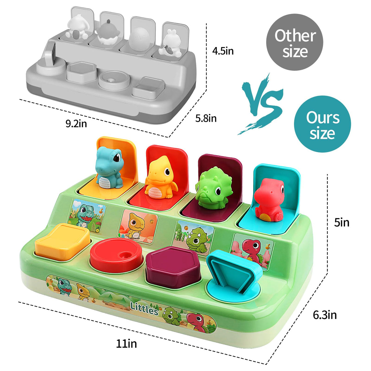 Aiqi Pop Up Animals Toy: Dinosaur Cause & Effect for Toddlers 9-18 Months